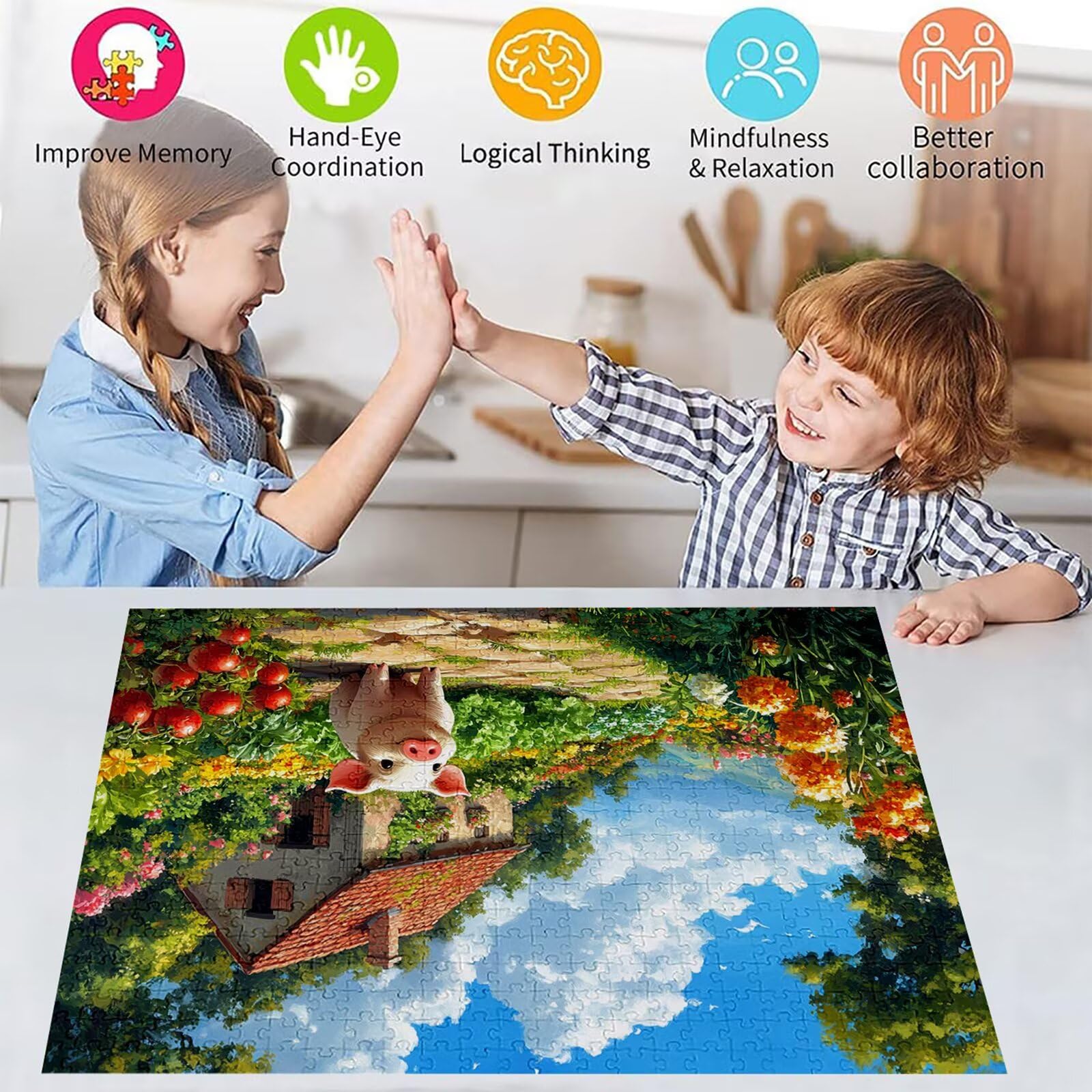 Puzzle 3000 elementów świnia puzzle dla dorosłych kabina 122 x 81 cm Unikalne rzemiosło klasyczne 3D drewniane układanka do rodzinnych gier aktywnych, układanka do samodzielnego wykonania nawet do