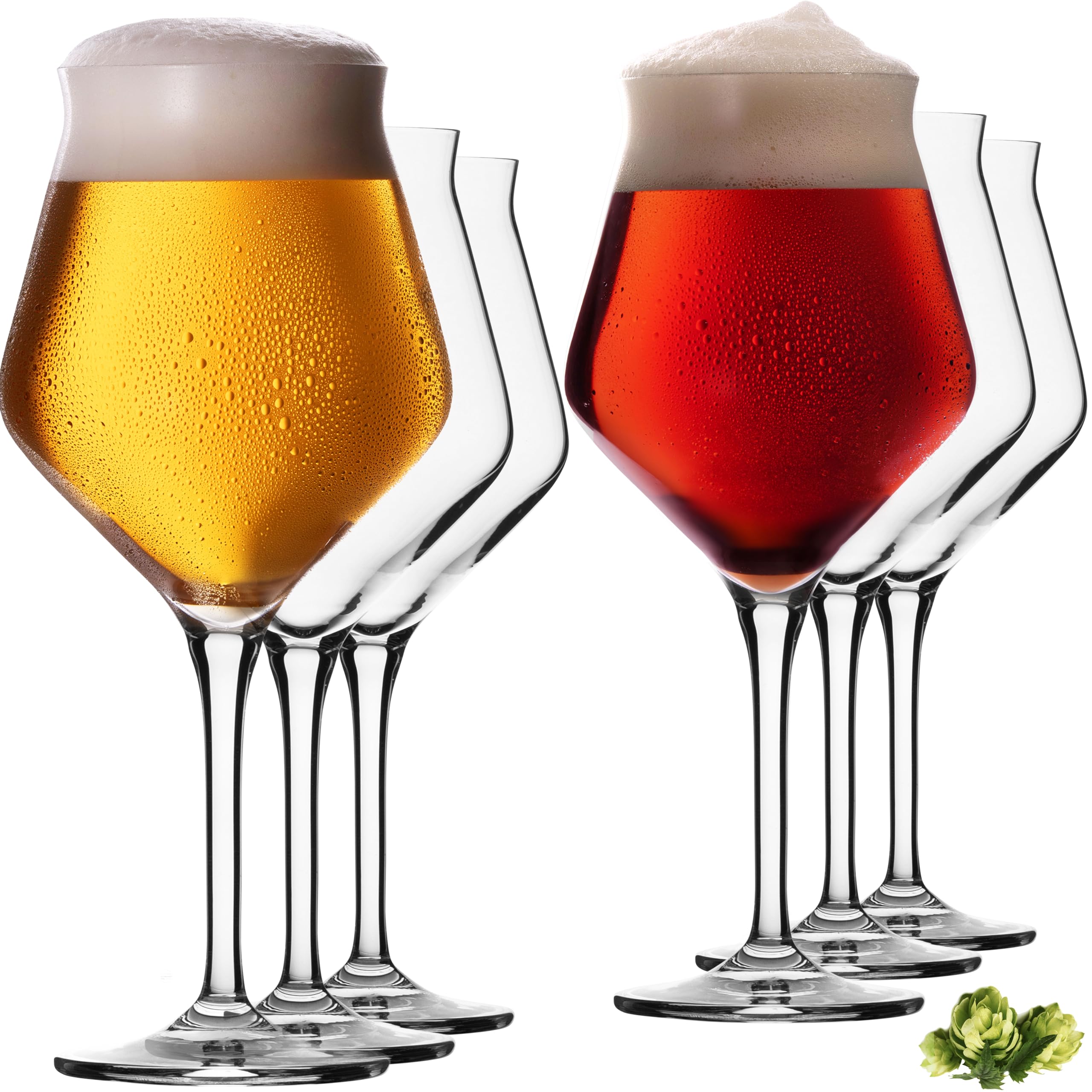 Lot de 6 verres à bière 400 ml (max. 460 ml) - En verre cristal - Passe au lave-vaisselle - Verres à bière artisanaux