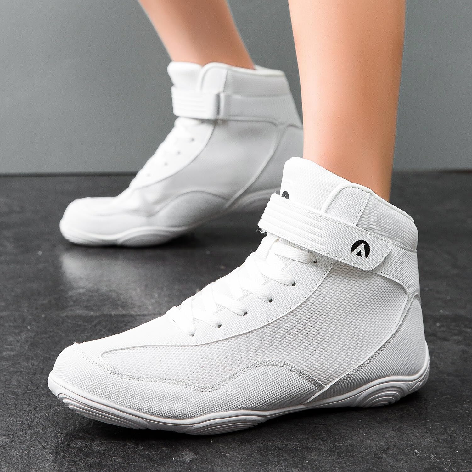 DimaiGlobal Scarpe da wrestling da uomo, scarpe da ginnastica da boxe, suola a goccia zero, scarpe da combattimento, taekwondo, karate, arti marziali, bianco, 42 EU