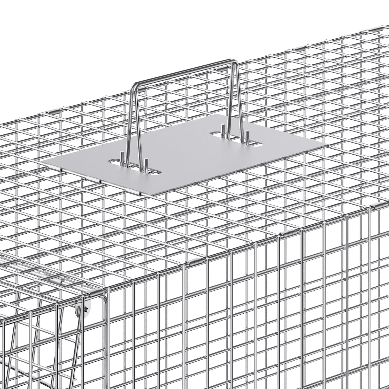 VEVOR Trappola in Ferro Galvanizzato 1067 x 406 x 457 mm Trappola da Giardino con Manico Pieghevole per Cattura