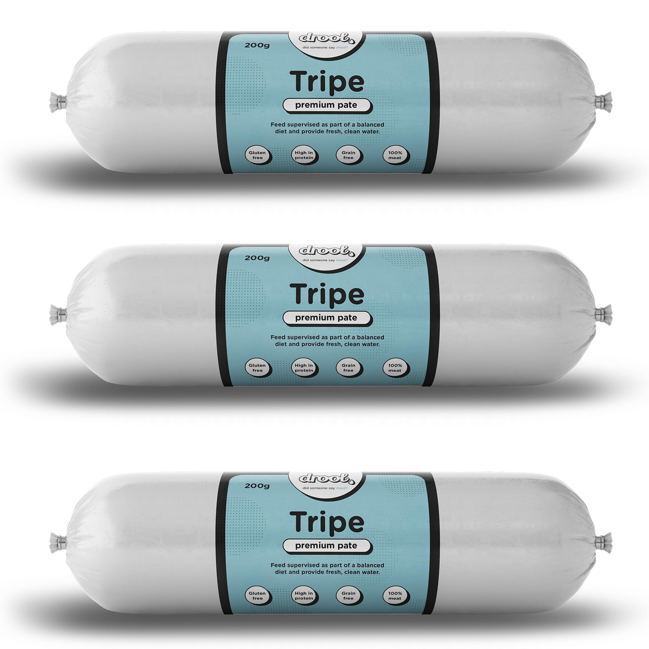 Drool Pet Products | Premium 3 x Tripe Dog Pate Tube Roll | Grain-Free High Protein Dog Food | Triple Pack 3 x 200g — image 1