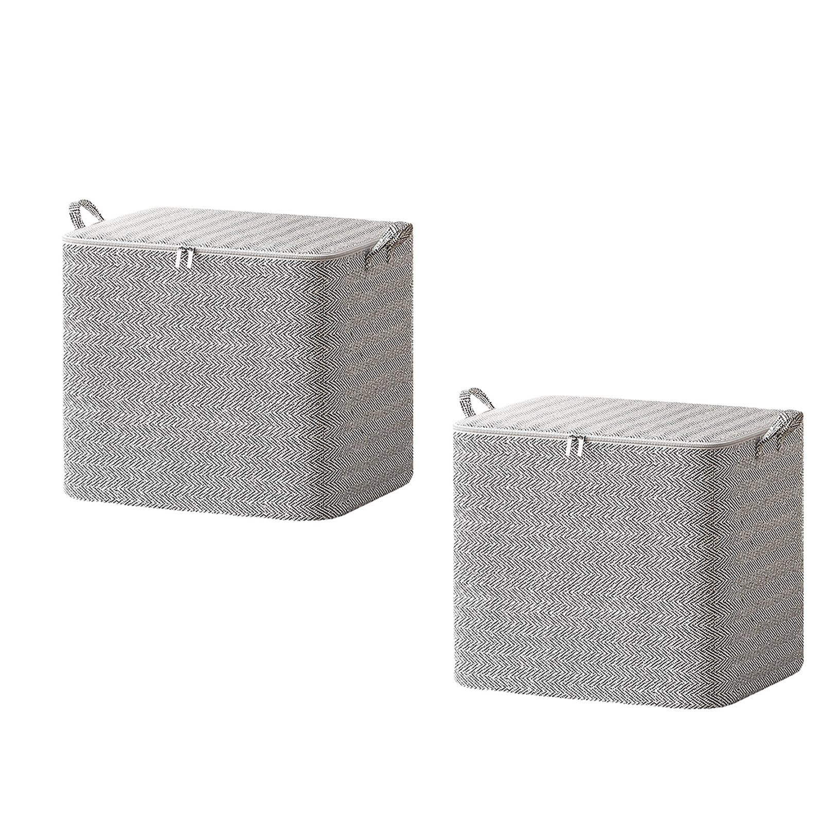 OUYAOAUA 2PCS Non-woven Storage Bag, Moving Quilt Storage Basket With Reinforcing Handle, Two Way Zippers, Travel Large-capacity Clothing Storage Bag for Pillows, Blankets, Quilt, Blanket (M)