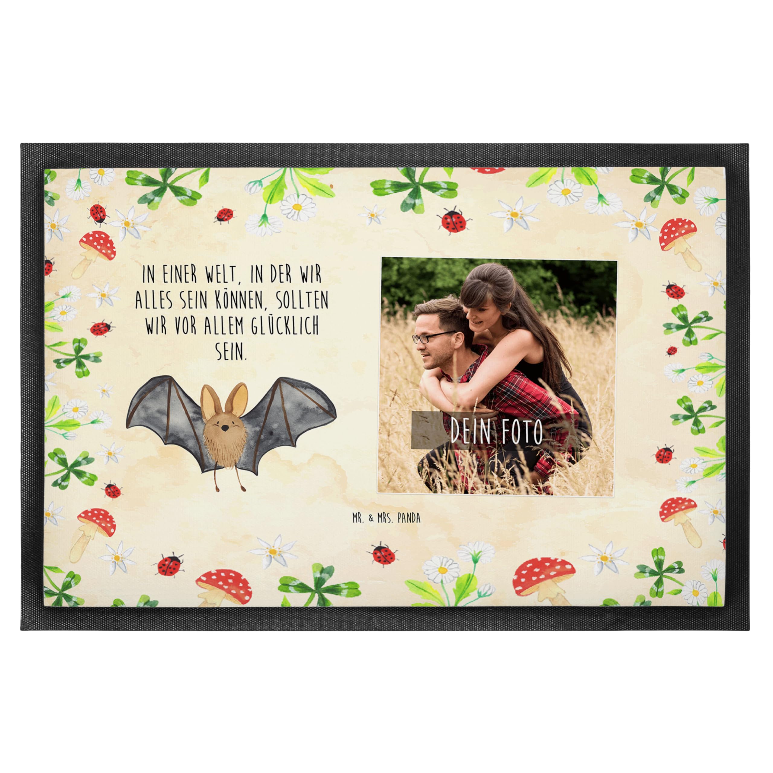 Mr. & Mrs. Panda Fußmatte mit Bild Fledermaus Flügel 40 x 60 cm - Geschenk, Foto, eigenes, Lustige Sprüche, eigenem