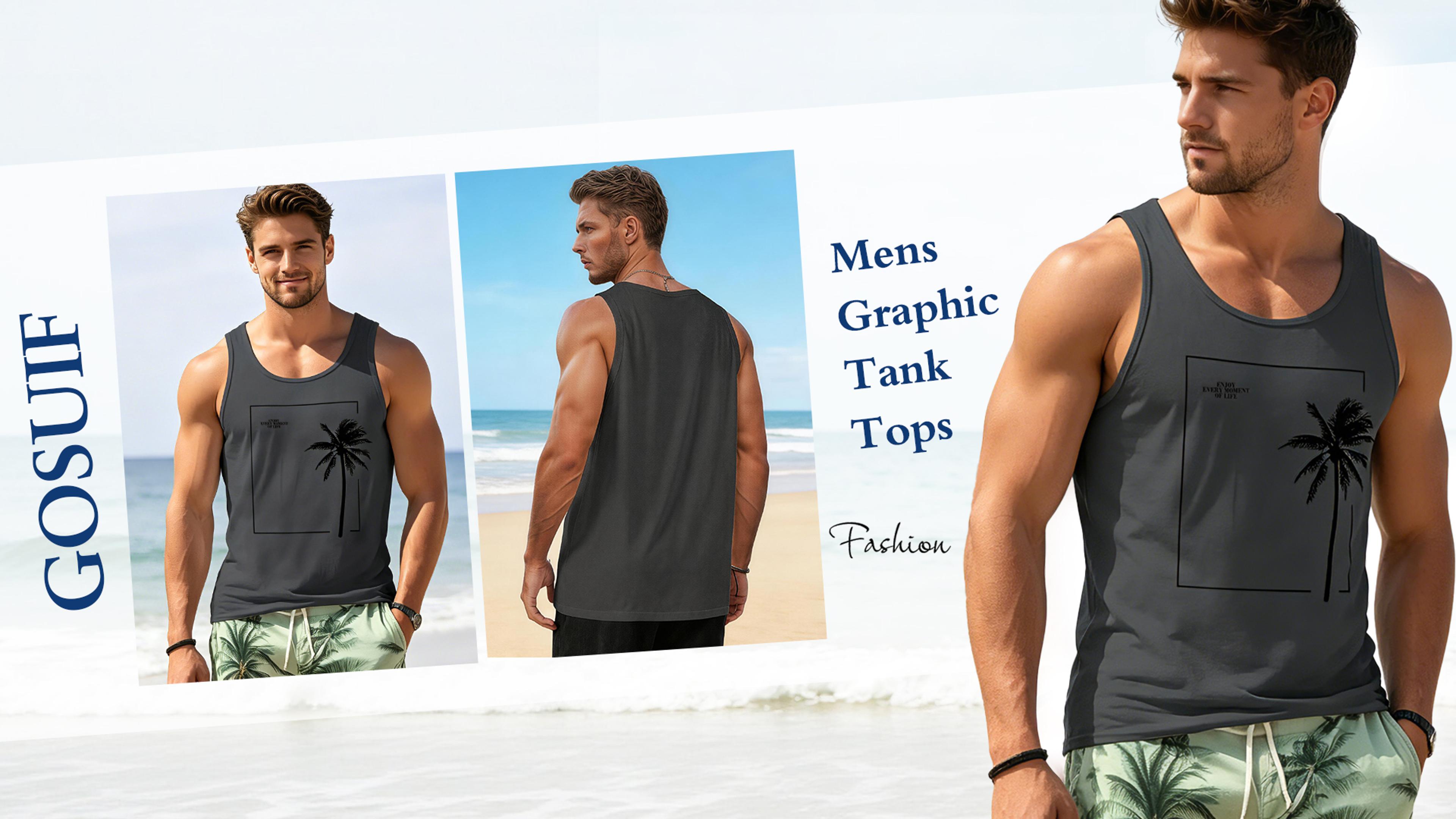 Lonya Katoenen tanktop voor heren, mouwloos T-shirt, zomer