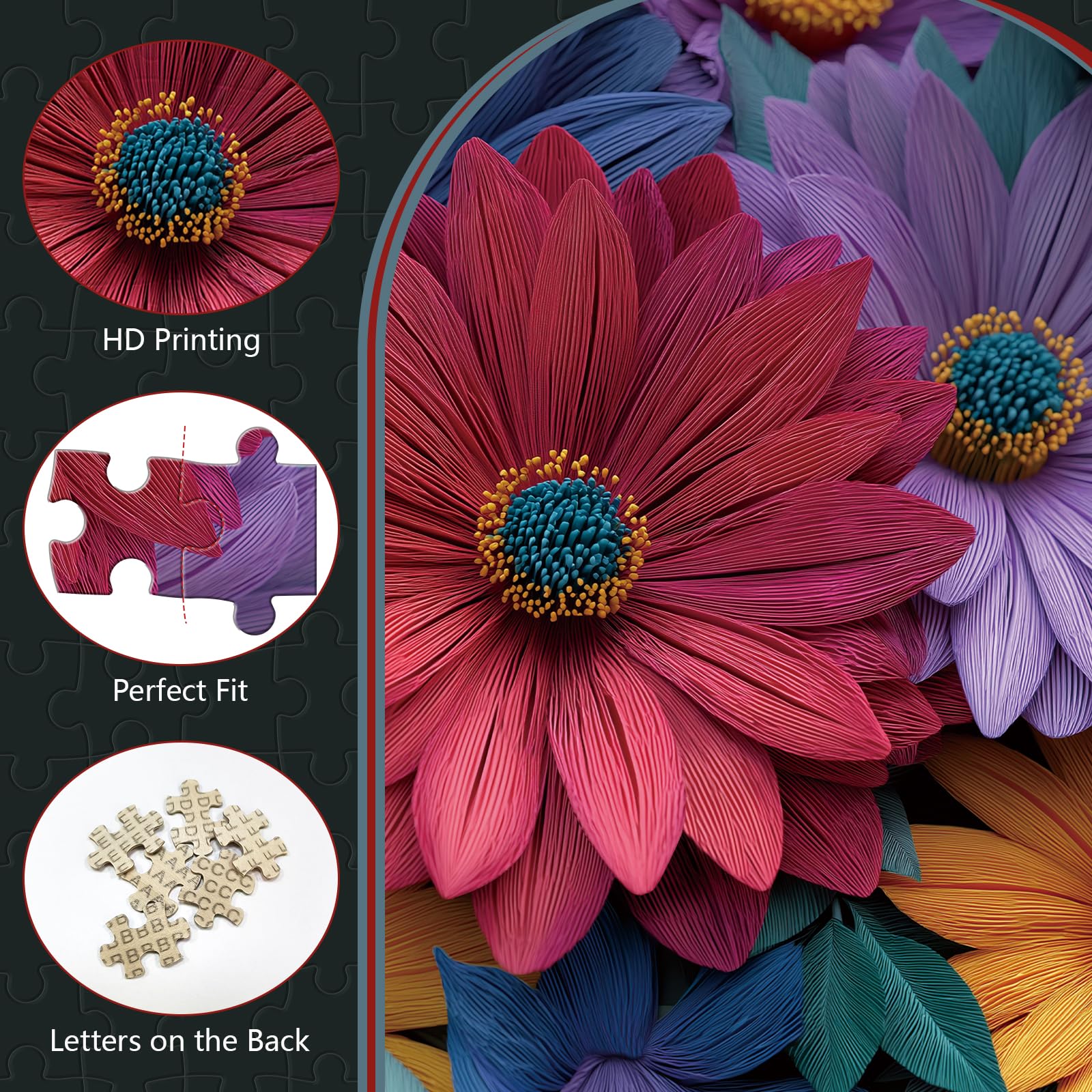 Great Jigsaw Puzzles for Adults 300 Pieces Colorful Daisy Flower Puzzles for Adults Toys Gift Family Decoration Kids Puzzle - Image 4