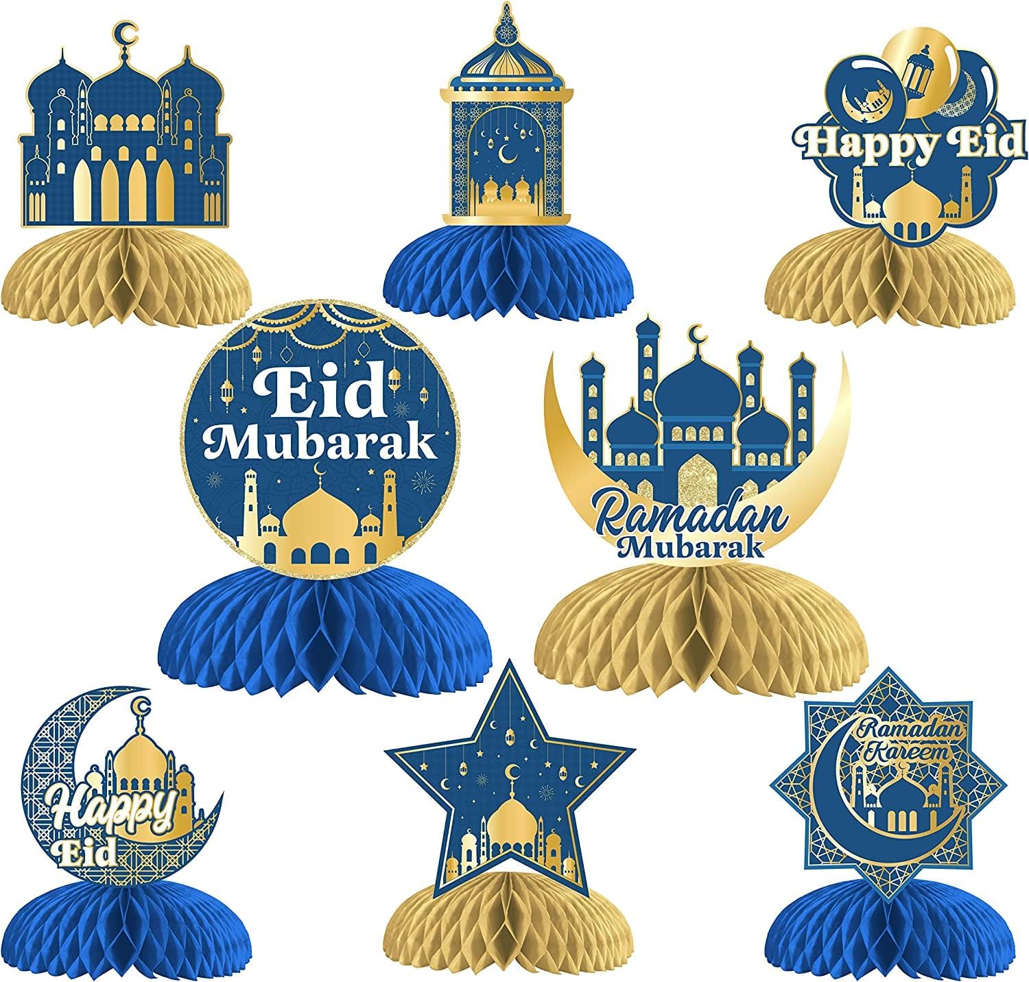 Eid Decorations for Table, 8 PCS Ramadan Honeycomb Centerpieces Eid 3D ...