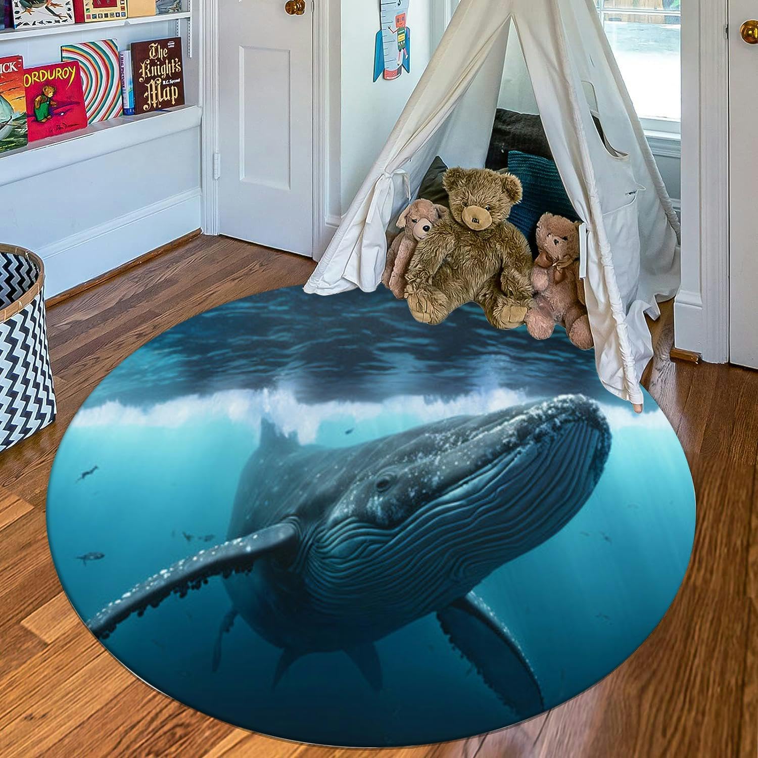 Amazon.com: Round Rug 4ft Circle Area Rug Humpback Whale The Blue Ocean  Under Water World generative Carpet Washable Small Round Rugs for Bedroom  Aesthetic Bathroom Laundry Living Room Kitchen Outdoor : Home