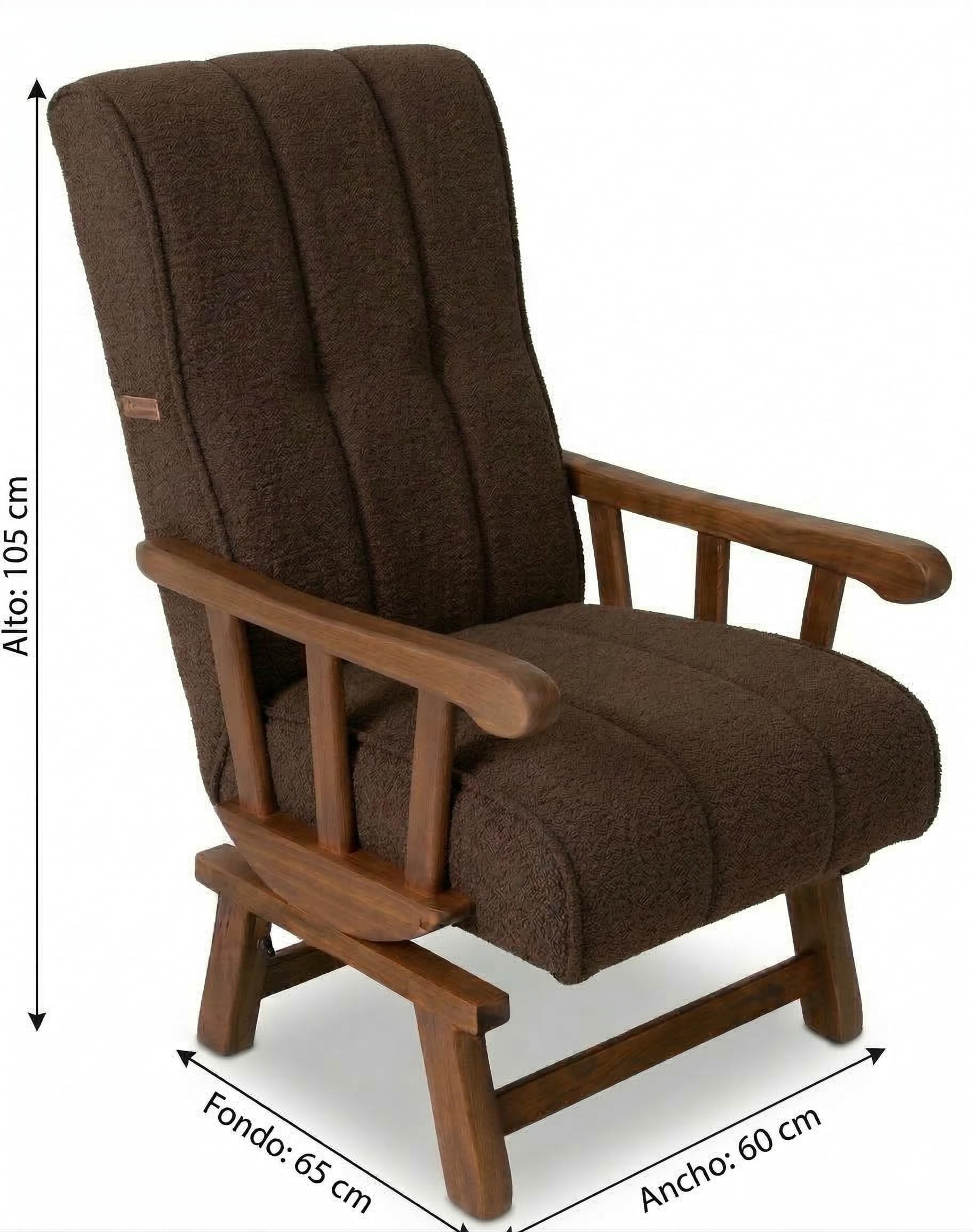 Mecedora Clásica | Sillon Relax | Clasico - Brazos Madera | Ideal Lactancia, Lectura o Decoracion | Tapizado en Tela Antimanchas Ancho 60 Fondo 65 Alto 105