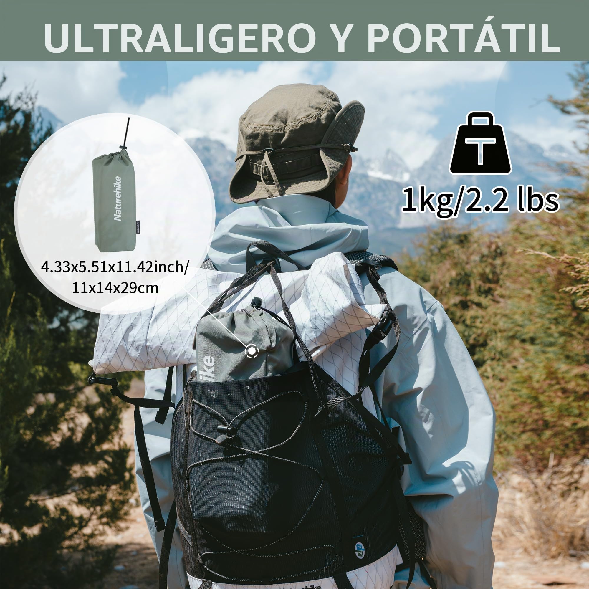 Naturehike Mesa Plegable Ultraligera Mini Mesa Portátil Verde Aleación de Aluminio 1 kg Capacidad de Carga 50 kg