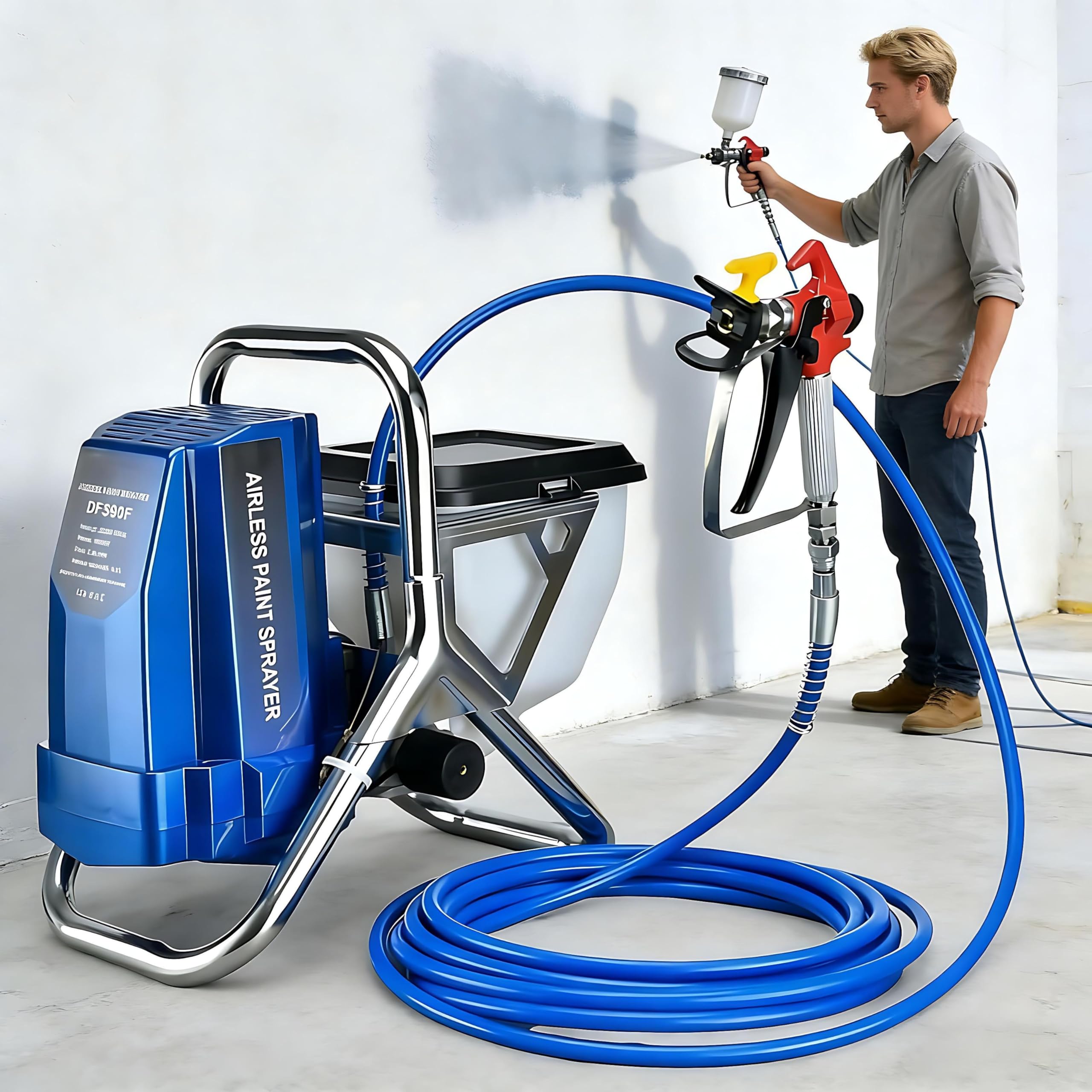 Farbsprüher, 0,317 GPM Airless-Sprühgerät, 2900 psi für Zuhause, Innen- und Außenbereich, hohe Effizienz, geringer Übersprüher für Haus, Zaun, Möbel