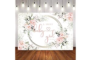 Blush Pink Floral Backdrop for Baby Girl Showers