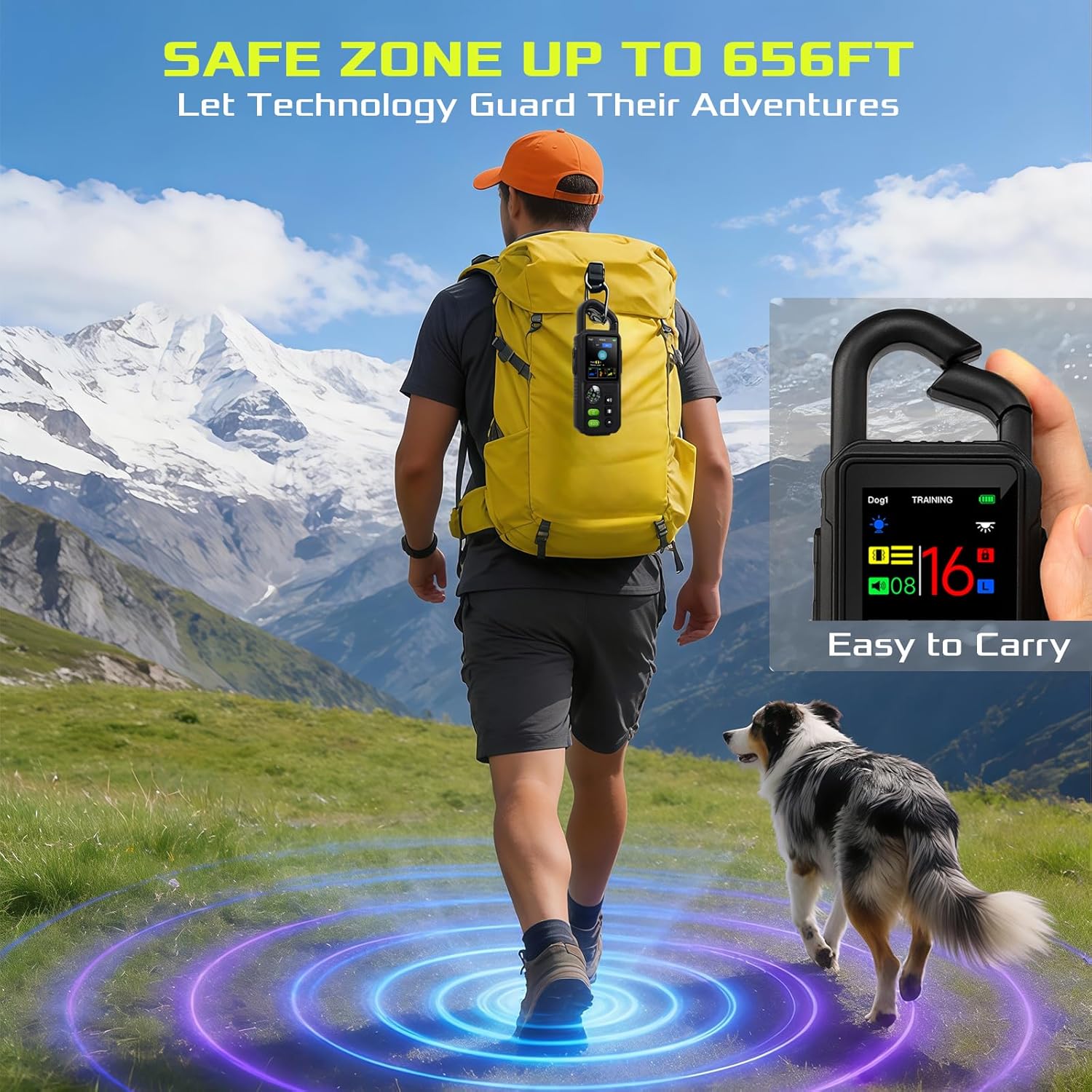 Dog Wireless Fence for 2 Dogs, 3 in 1 Adjustable Dog Perimeter Collar Wireless Fence, Portable Waterproof Training Collar Rechargeable