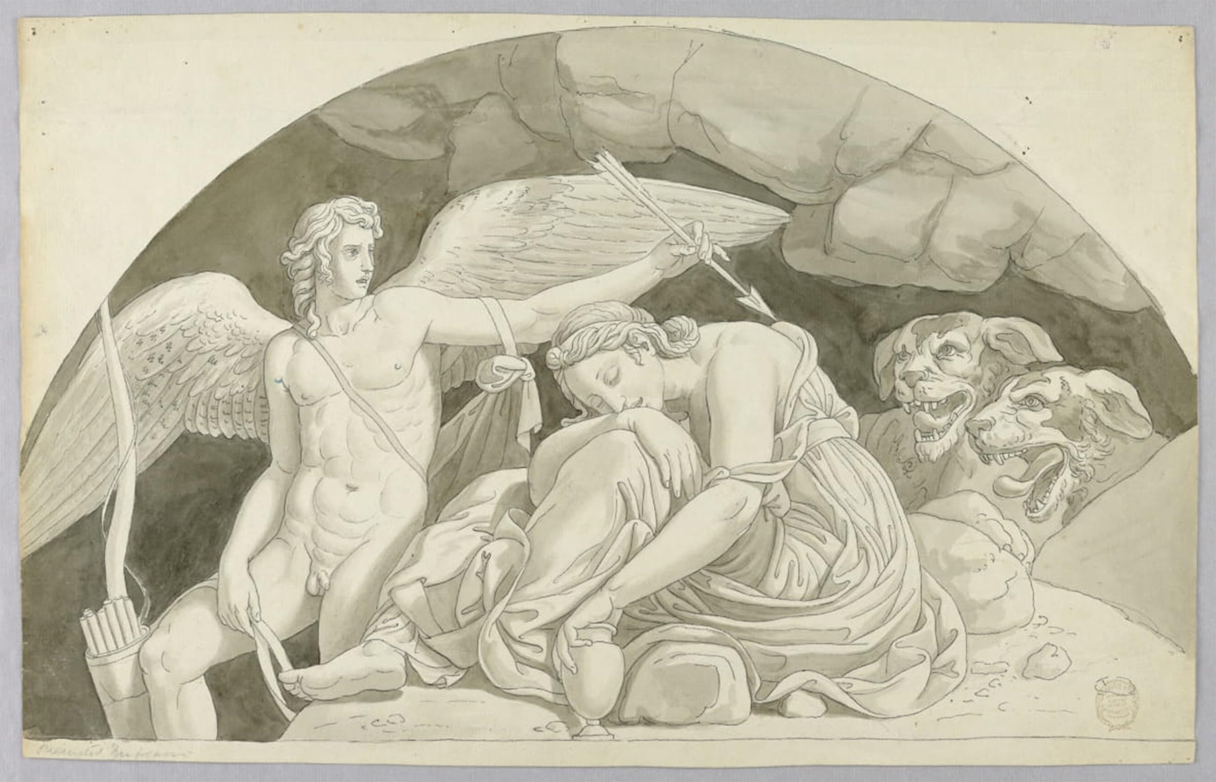 ARTXLXXBN Famous Painting Art Wall Decor Abstract Art Picture Cupid Awakens Psyche Overcome by Johann August Nahl the Younger Animal Pictures for Home Decor 60x90cm