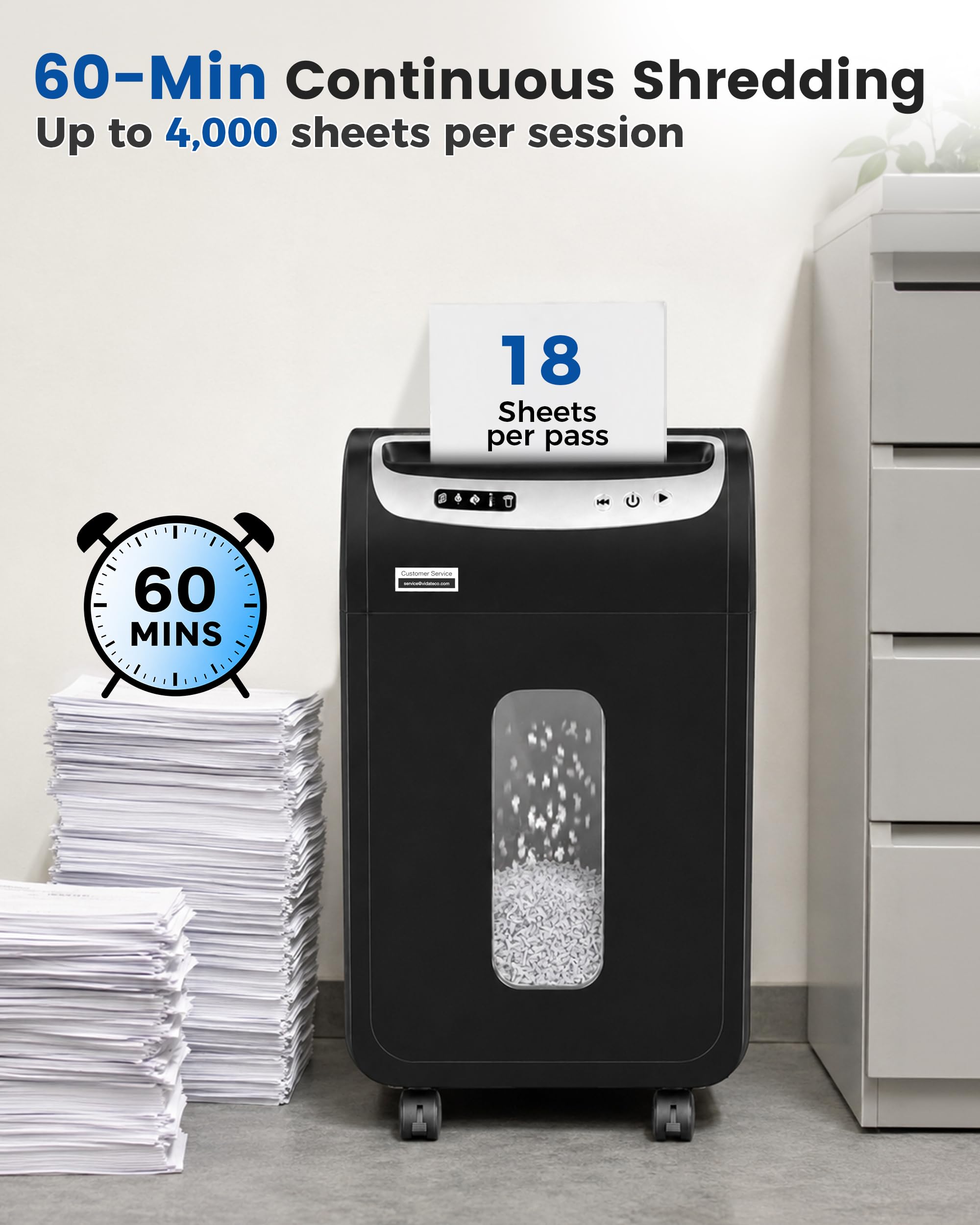 VidaTeco 18-Sheet Micro Cut Paper Shredder for Home Office Heavy Duty — Amazon image 3