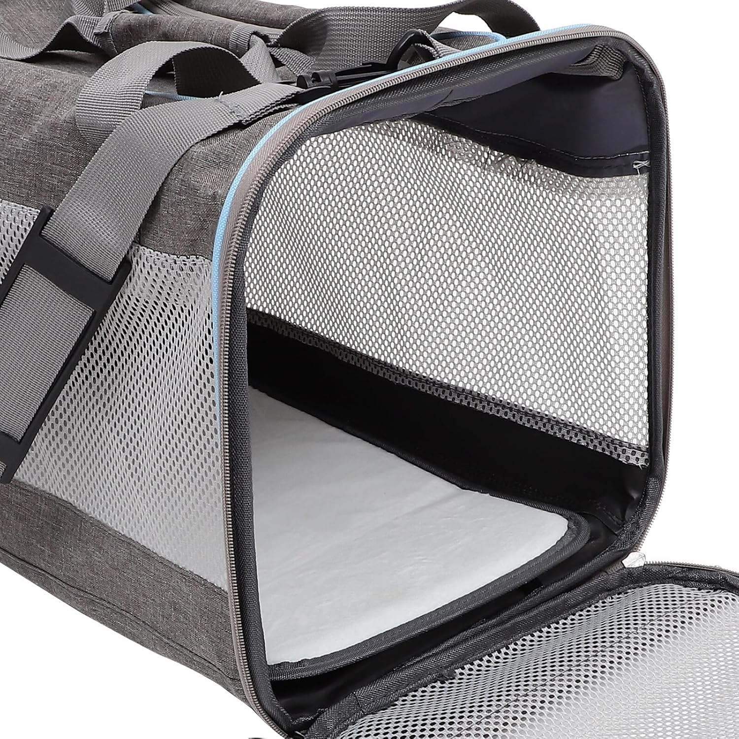 PRETYZOOM Pet Carrier Soft-Sided Breathable Cat Travel Bag Portable Puppy Carrier for Small Dogs and Kittens with Mesh Panel Gray