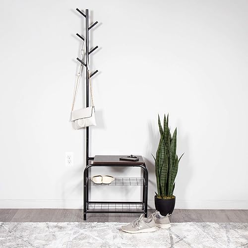 Miniatura 3 de Milliard Perchero Hall Tree con banco (negro)