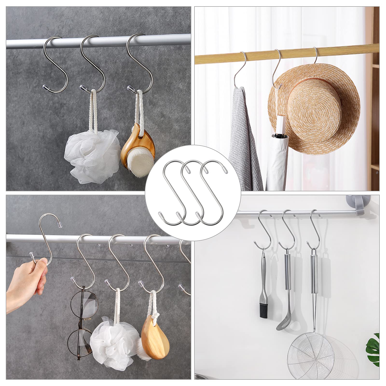 10 Pcs S Hooks Heavy Duty Solid Metal Hangers S Shaped Hook Clothe Hanging Hooks Hanger Stainless Steel Hooks for Family Meal Garden Plants - Image 2