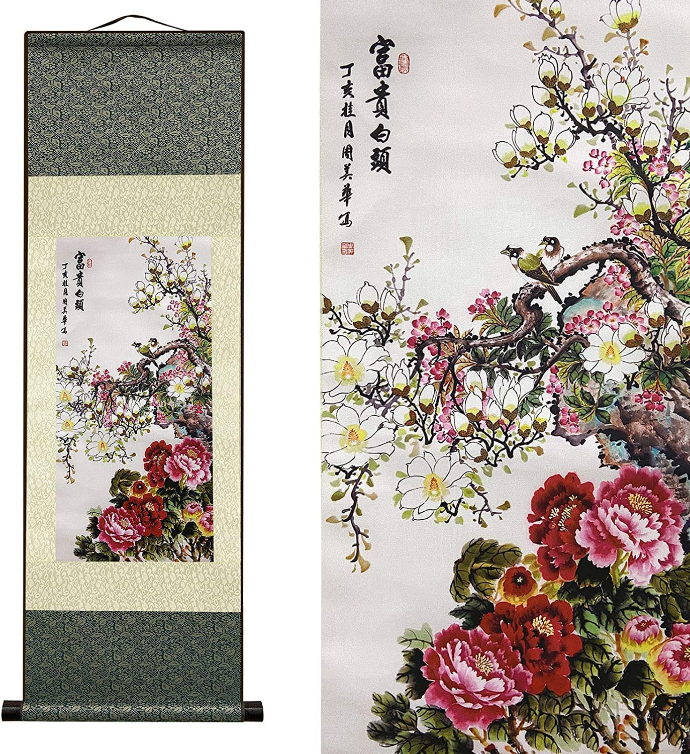 Vrfvsdasaas E5 Chinese Wall Art, Chinese Wall Art Scroll Painting,Landscape Paintings Hanging Silk(E5)
