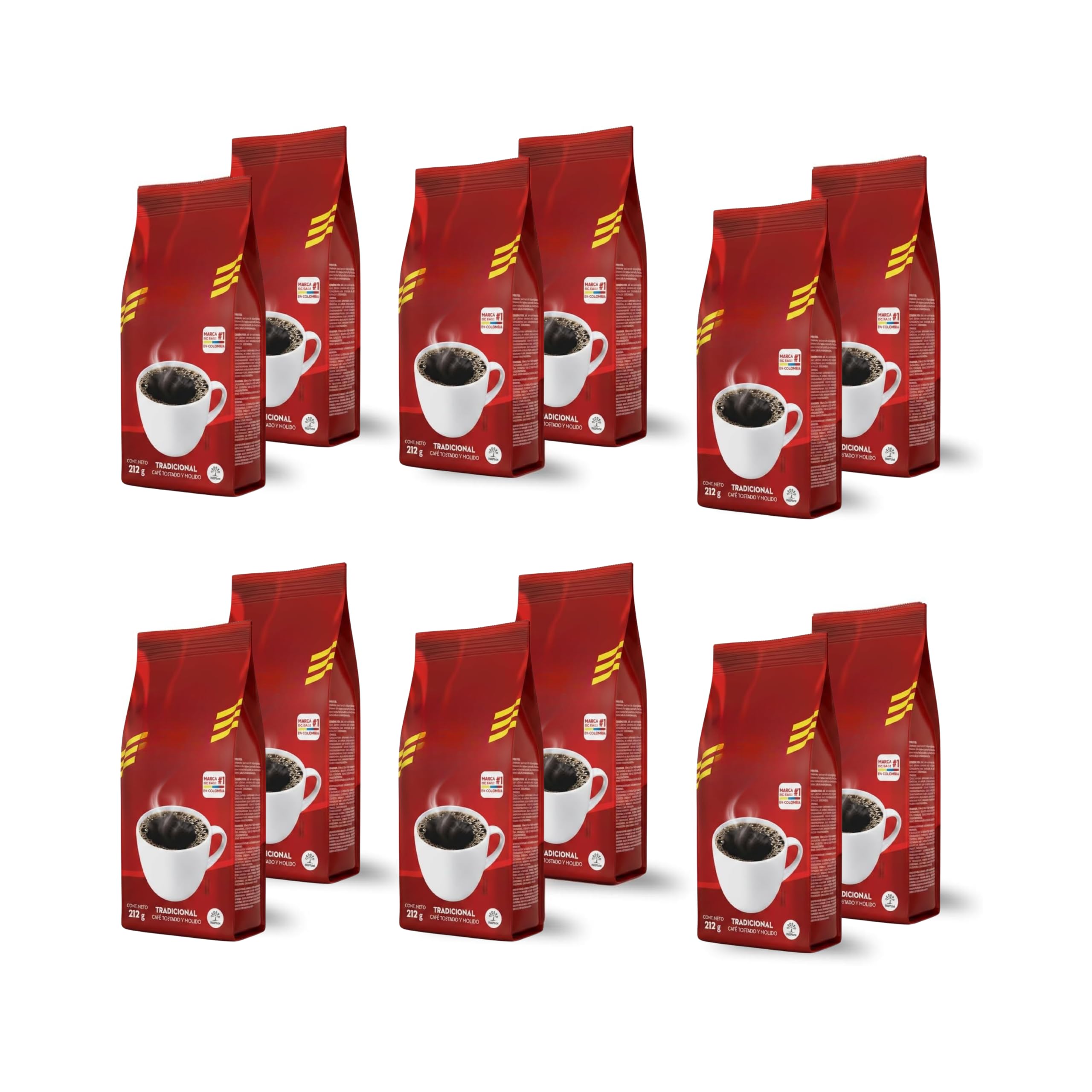 Pack de 12 Unidades de 212g (Total 2.54 kg) - Café Colombiano Tostado y Molido - Sabor Auténtico y Aroma Intenso - NEXU