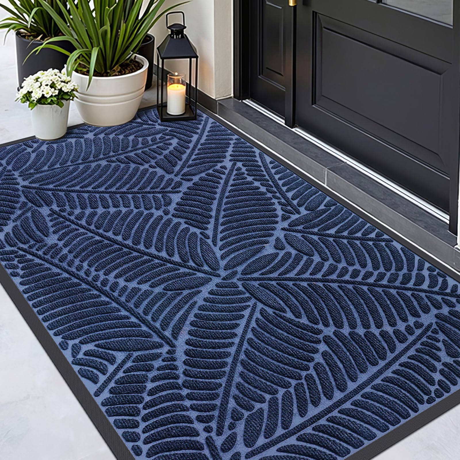 Grandaily Front Door Mat Indoor Outdoor Waterproof Doormat, Non Slip Natural Rubber Welcome Mat, Heavy Duty Durable Super Absorbent Entryway Rugs, 30"x17", Brown — view 25