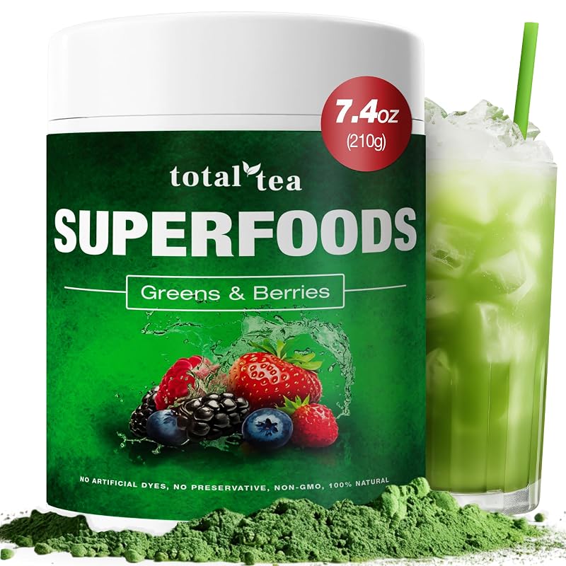 Total Tea Suplemento em Pó com Spirulina, Cúrcuma, Amla e Vitamina C, 30 porções