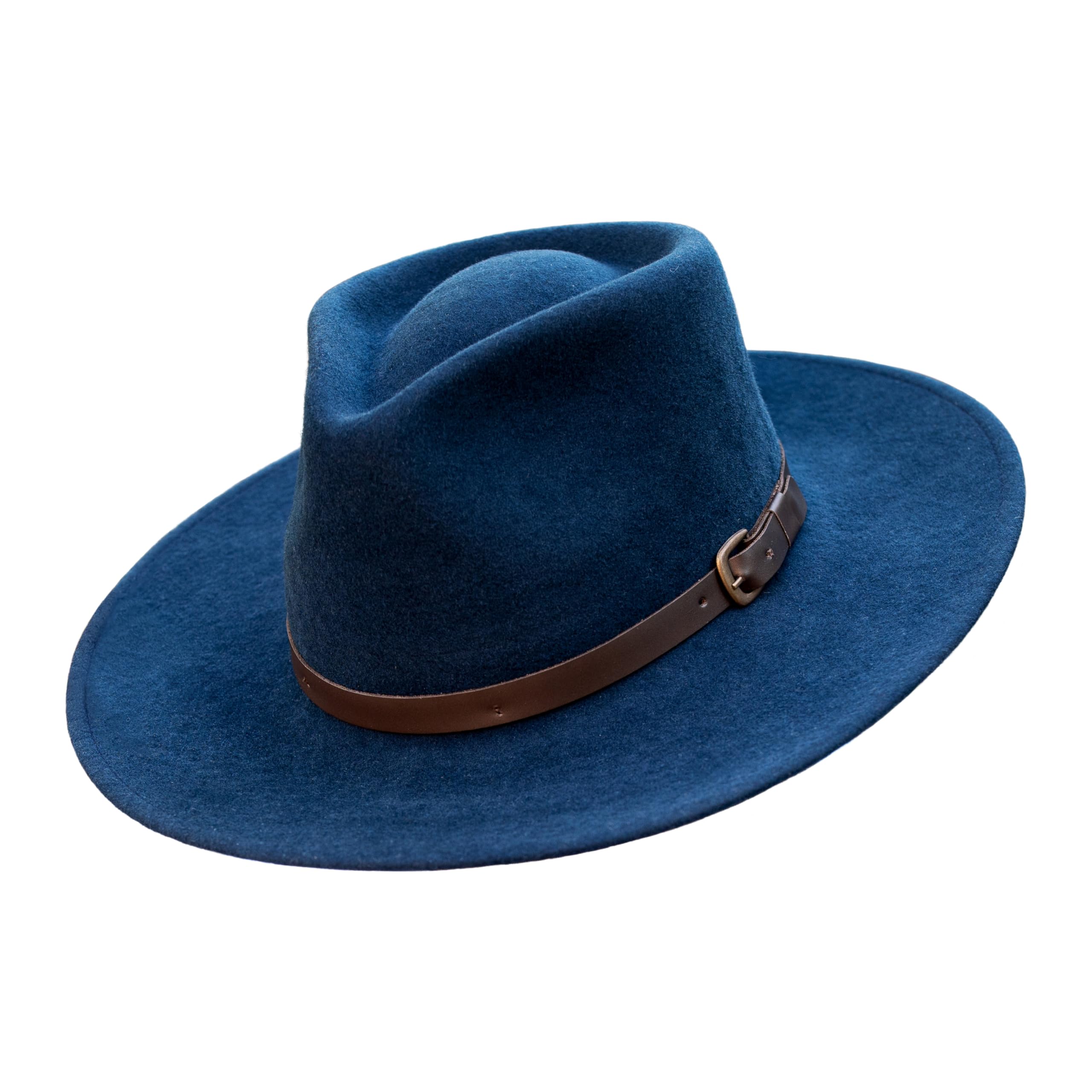 Borges & Scott Premium Lewis - Wide Brim Fedora Hat - 100% Wool Felt - Water Resistant - Leather Band - Dark Teal - 62cm (XL)