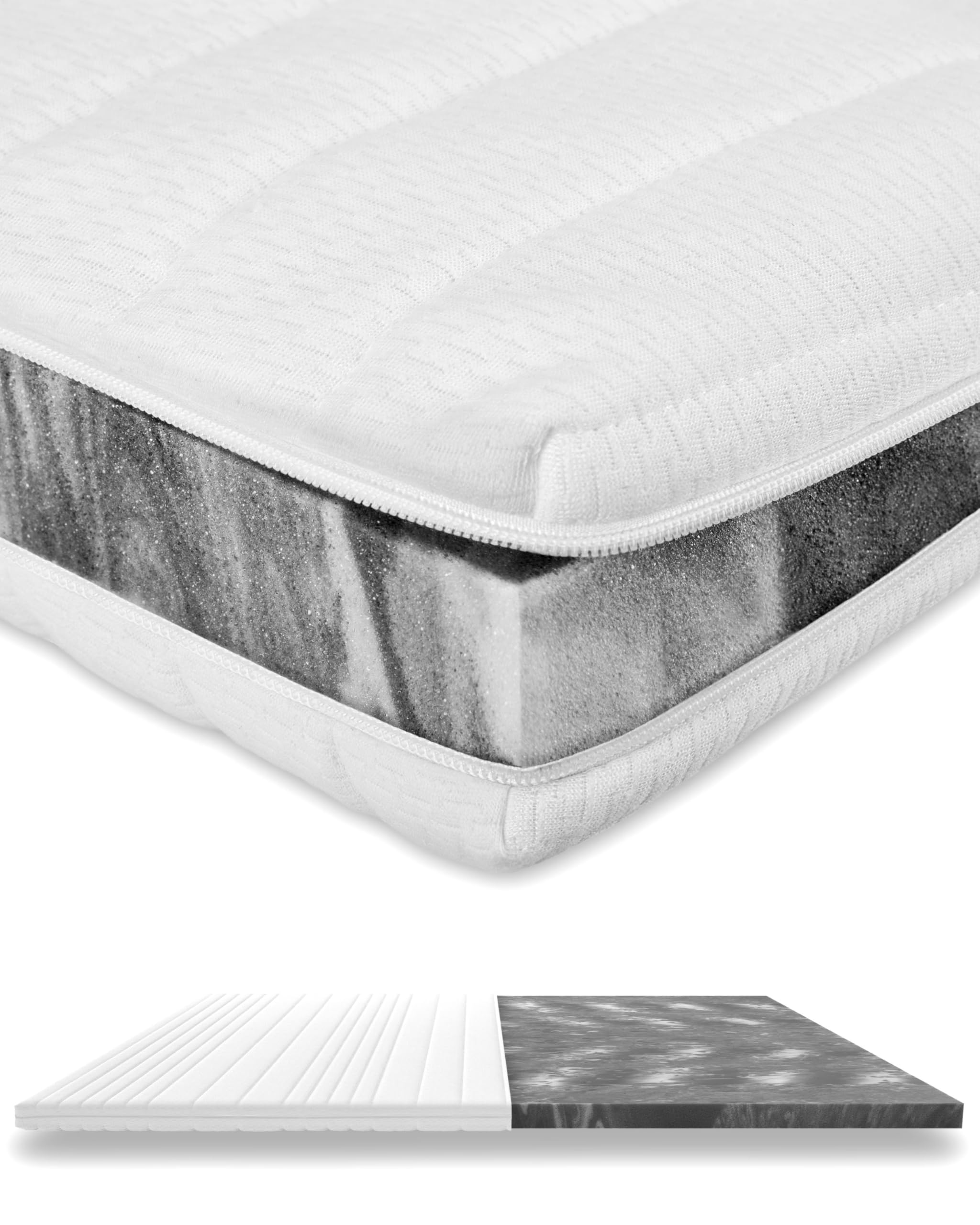DREAMSTAR Easy Dream Topper | extra stevige matrastopper met koudschuimkern | matrasbeschermer met hardheidsgraad 4 (H4) 100-120 kg | Öko-Tex gecertificeerd | 5 cm hoog | 80 x 200 cm
