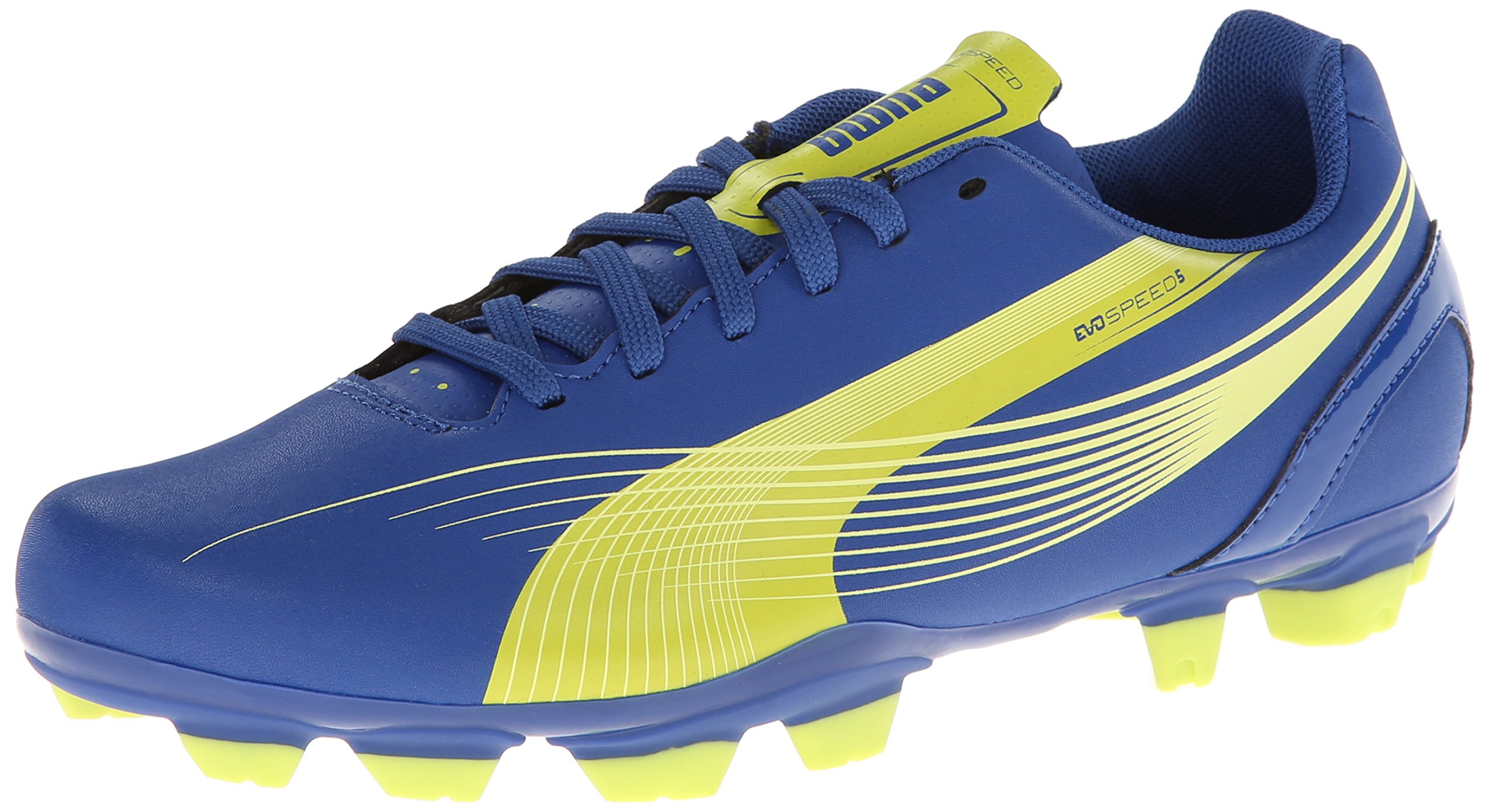 PUMA Women's evoSPEED 5.2 Firm Ground Soccer Shoe,Monaco Blue/Sulphur Spring/Sunny Lime,6 B US