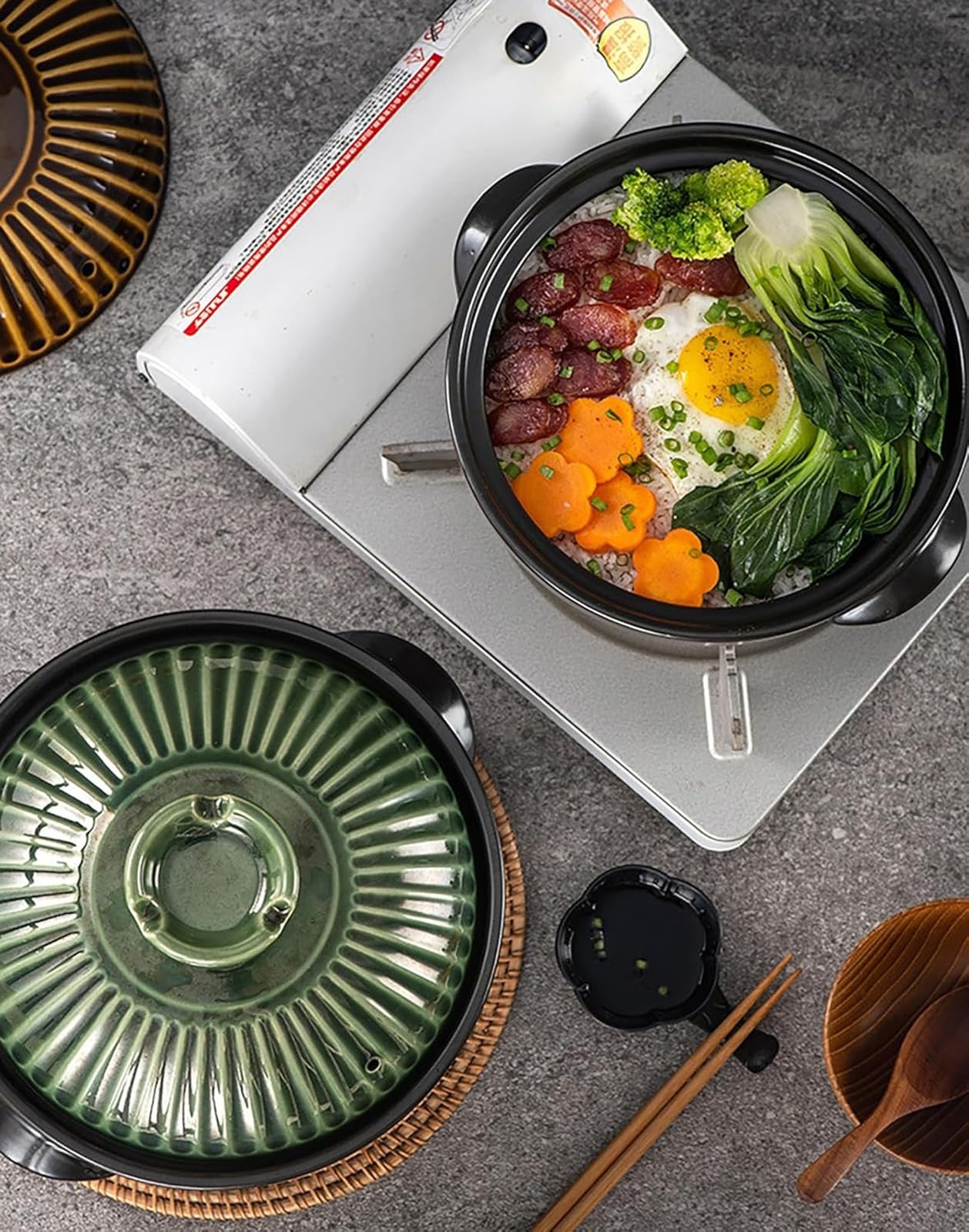 Dutch Pot aus Keramik, hitzebeständig, antihaftbeschichtet, ideal für Suppe, Reis, Aufläufe und Nudeln, 2800 ml Fassungsvermögen