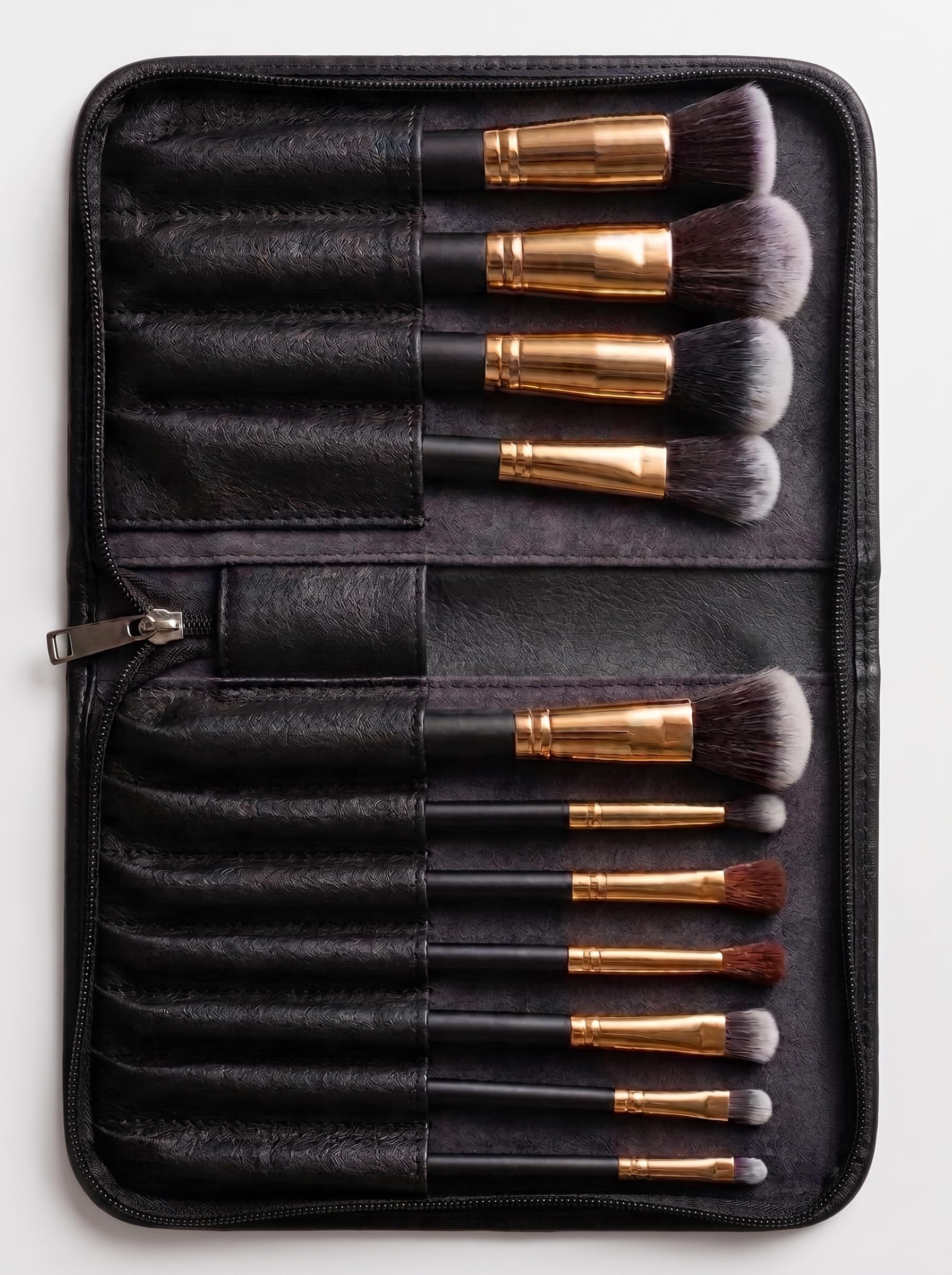 Hogaa Cosmetics Makeup Brush Kit with Leather Zip Case | 11-Piece Brush Set, Rose Gold Ferrules, Faux Leather Case, Face & Eye Brushes, Travel Friendly-image-38