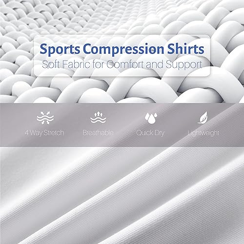 Miniatura 2 de Koalarun Camiseta de compresión de baloncesto para hombre, con un brazo, manga larga, atlética, deportiva, entrenamiento, capa base