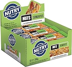 Nutry Barra de Castanhas Nuts Sementes 25g - Display Com 12 Unidades - Com Castanhas Brasileiras, Amendôas e Sementes de Gergelim, Linhaça, Girassol e Abóbora