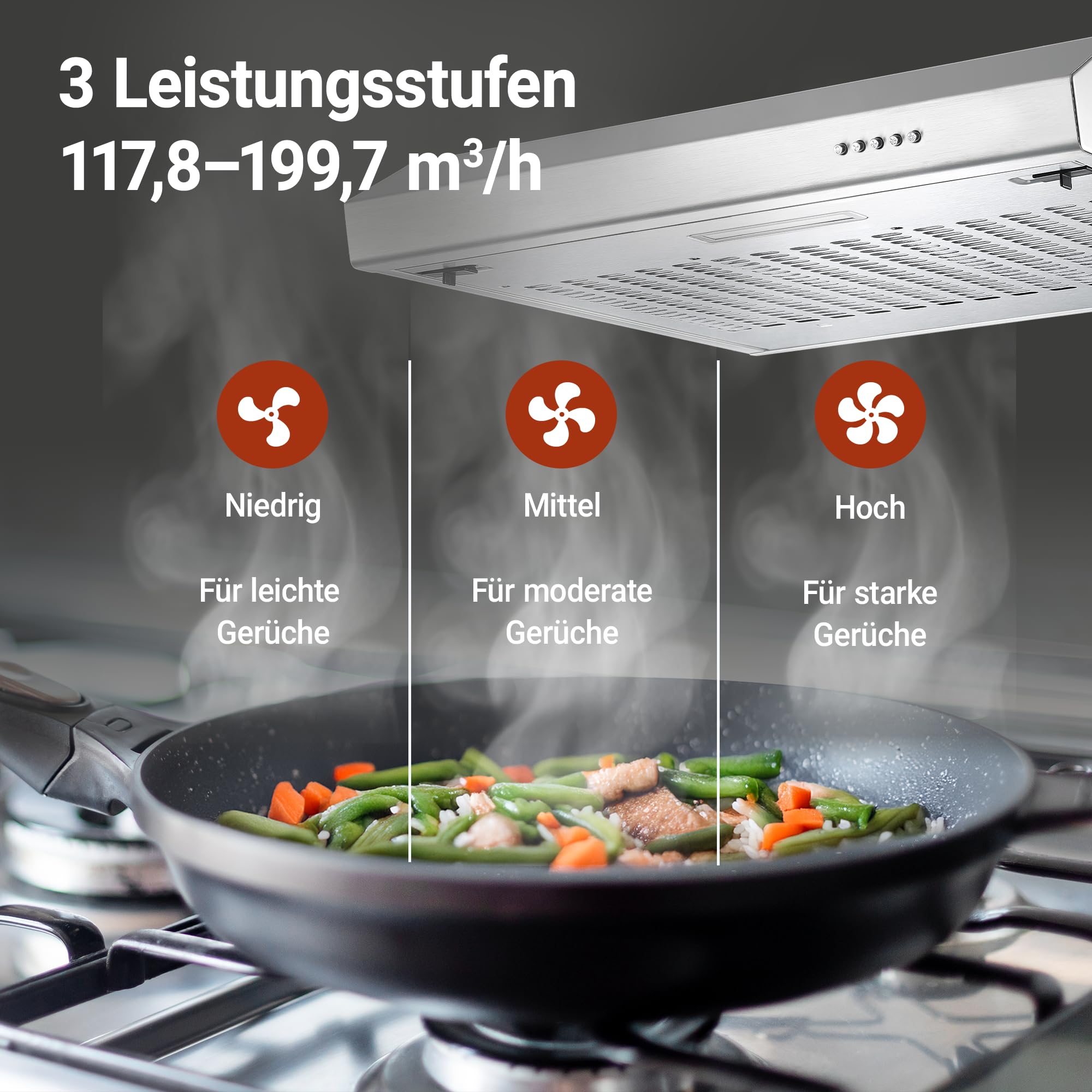 Respekta Sina Unterbauhaube Dunstabzugshaube 50 cm Edelstahl CH500IX-19 Energieeffizienzklasse A+