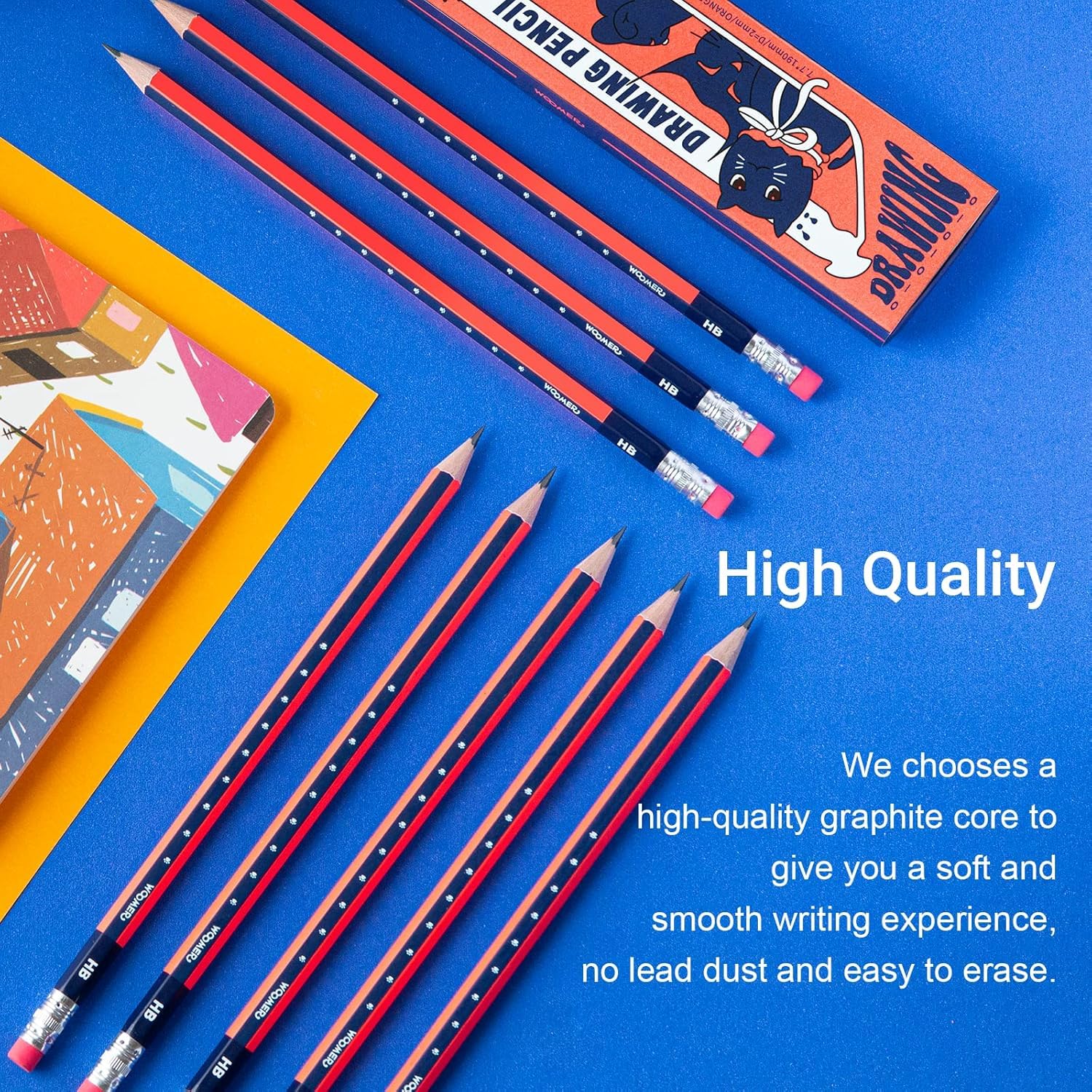 Woomer Premium 72 Colored Pencils with 10 HB Pencils