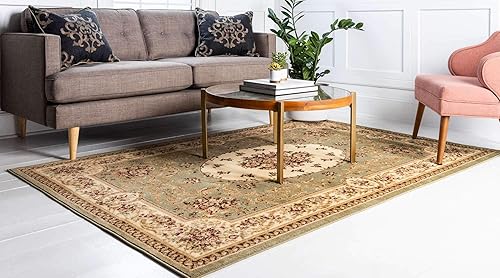 Miniatura 2 de Unique Loom - Alfombra clásica tradicional, colección Versalles, Polipropileno, verdeborgoña