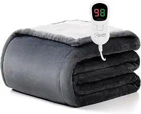 Homemate Cobertor elétrico aquecido - 127 cm x 152 cm cobertor de aquecimento 1/2/4/6/8 horas desligamento automático 10 níveis de calor proteção contra superaquecimento flanela sherpa elétrica ETL