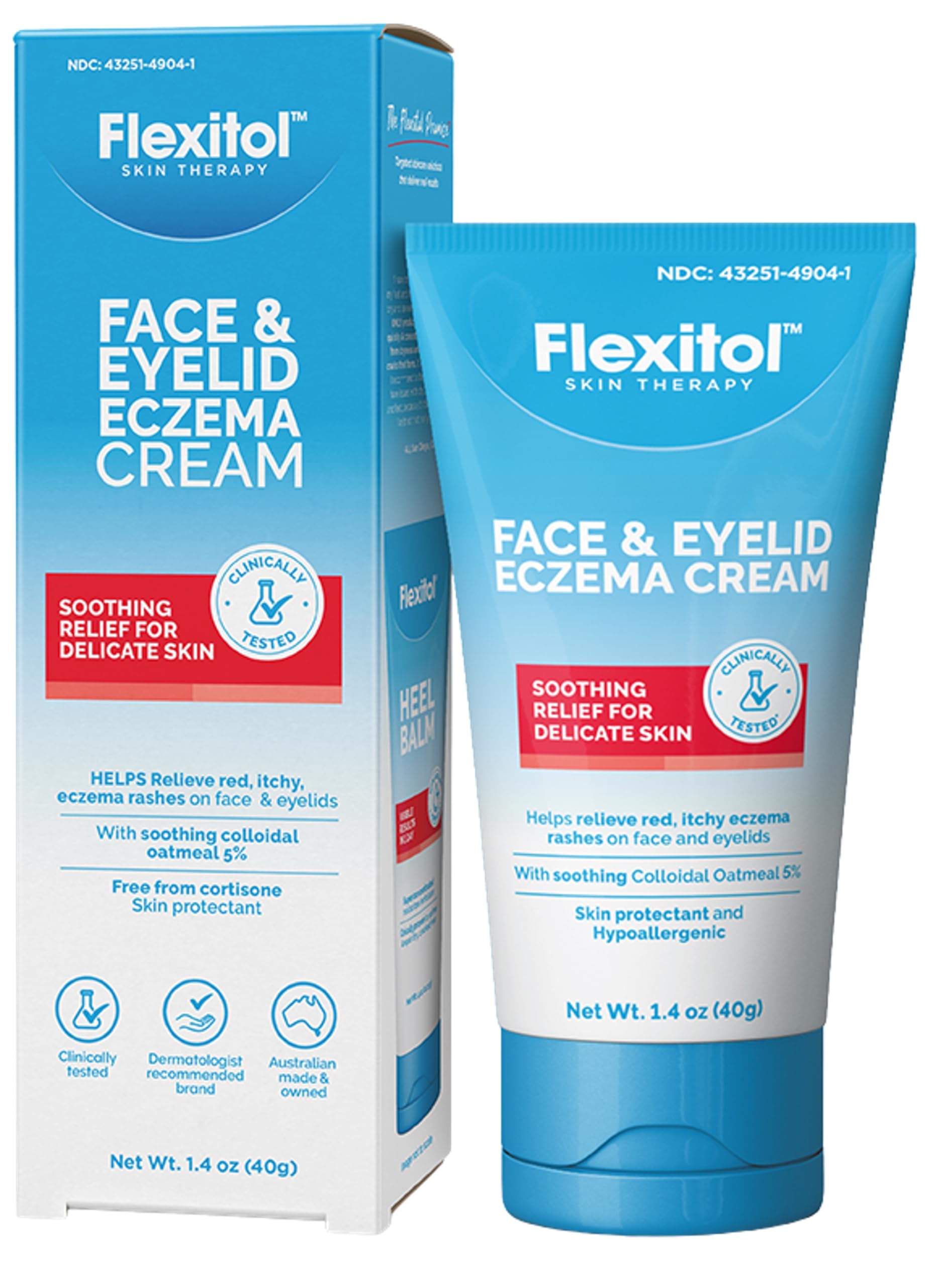 Flexitol Face and Eyelid Eczema Cream for Sensitive Skin, 5% Colloidal Oatmeal, Soothing Eye Treatment for Eczema and Dermatitis, Hydrating Non-Greasy Ointment for Dry, Itchy Skin, 1.4 oz