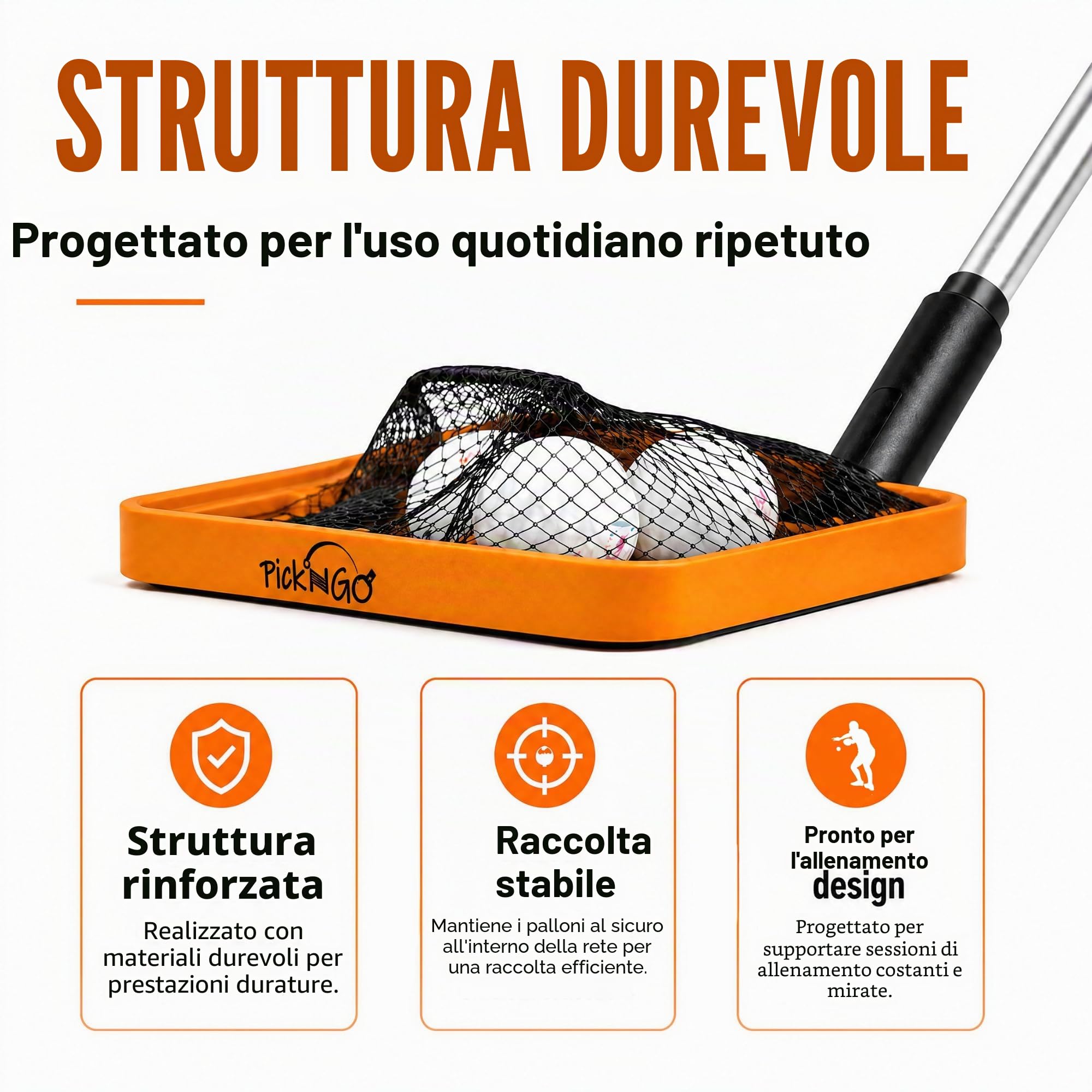 PICK 'N GO Raccoglitore di palline, strumento di recupero rapido ed efficiente per ping pong e ping pong, accessorio sicuro e facile da usare per giocatori e allenatori