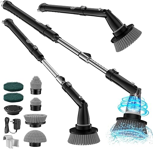 kHelfer Limpiador eléctrico giratorio Kh8, 2024, nuevo limpiador de ducha inalámbrico, 8 cabezales de repuesto, limpiador de baño de doble