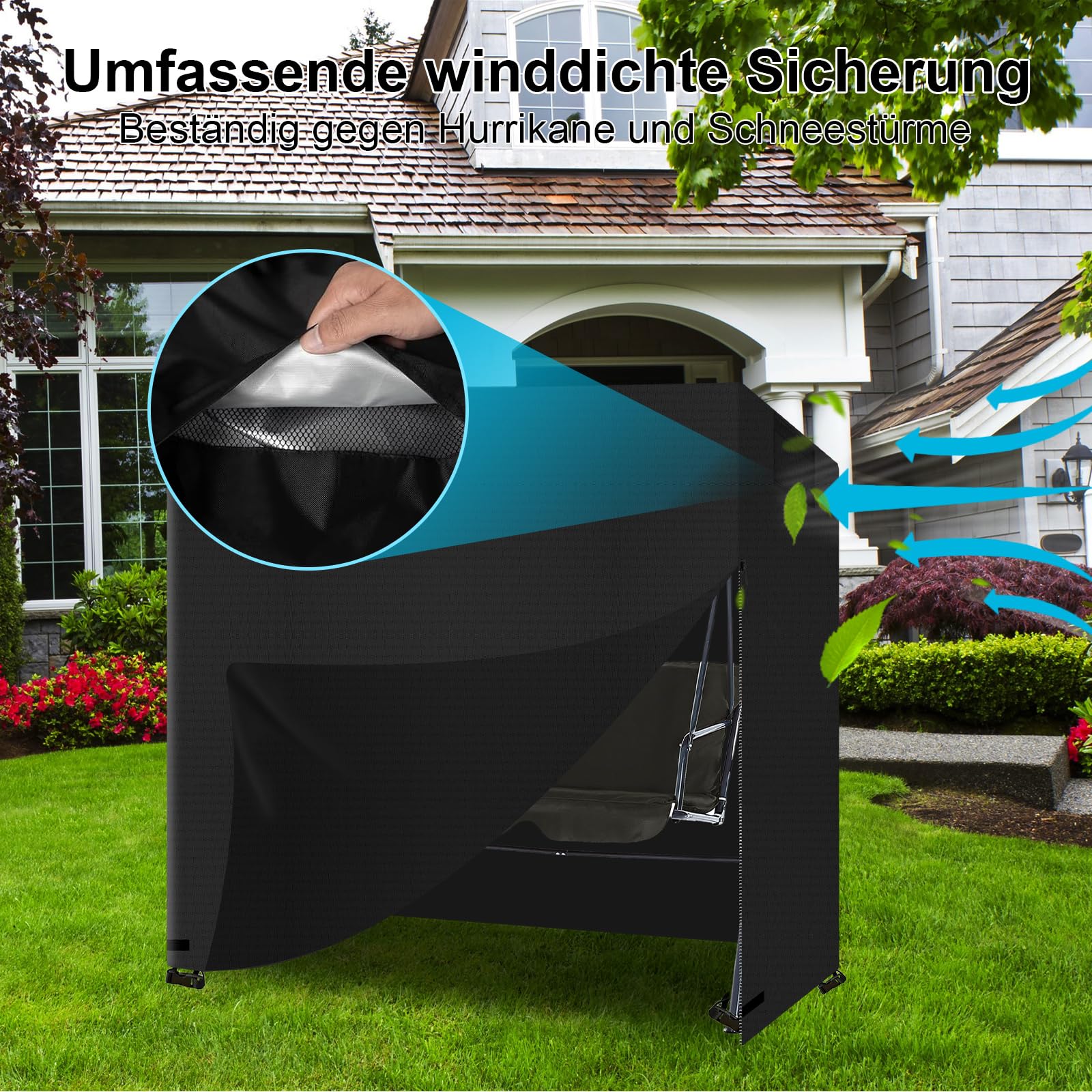 Funda Para Columpio De Jardín De 3 Plazas | 600D Oxford Impermeable Y Antiviento | Protege Tu Balancín Exterior 220x135x170cm