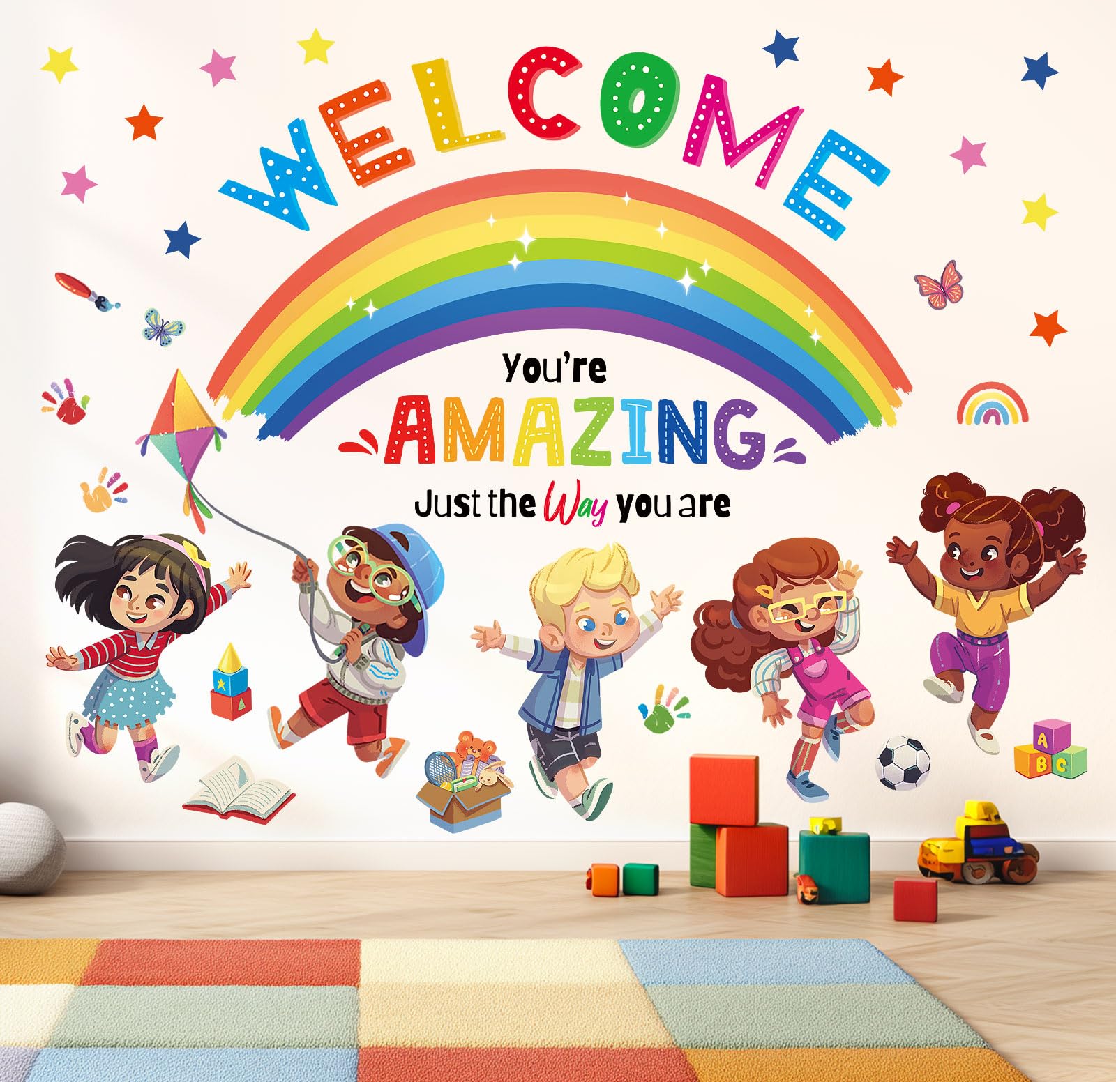 Decowall Girls Play Corner Sg2-2403 Kids Rainbow Wall Stickers Inspirational Quotes Decals For Baby Nursery Bedroom Reading Room Classroom Décor Art Playroom Library