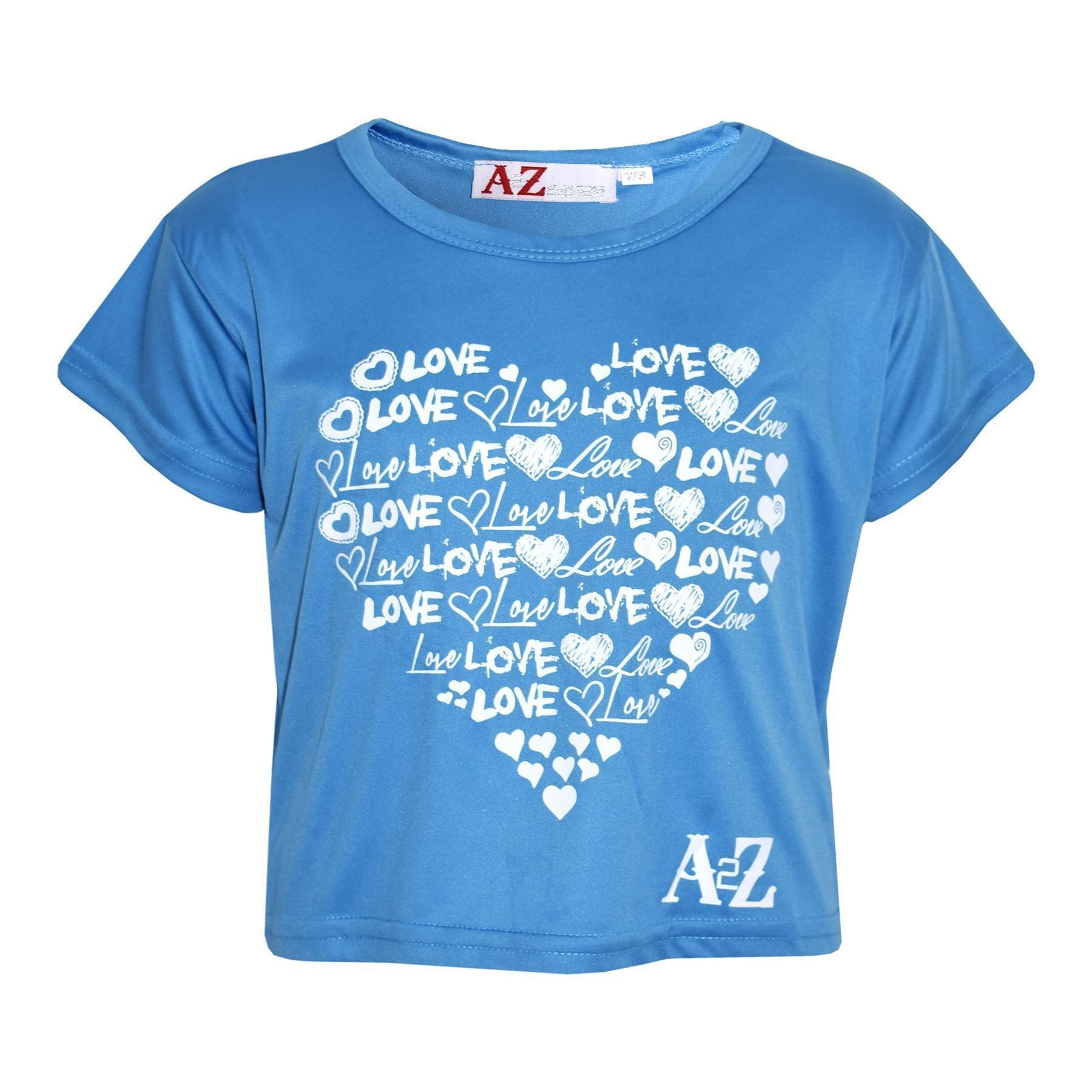 A2z 4 Kids Girls Turquoise Love T Shirt Soft Feel Casual Summer Fashion Top Youth