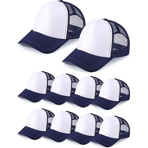 10 Pcs Sublimation Blank Trucker Hats Bulk Mesh Baseball Cap Polyester Mesh Trucker Hat for Men and Women