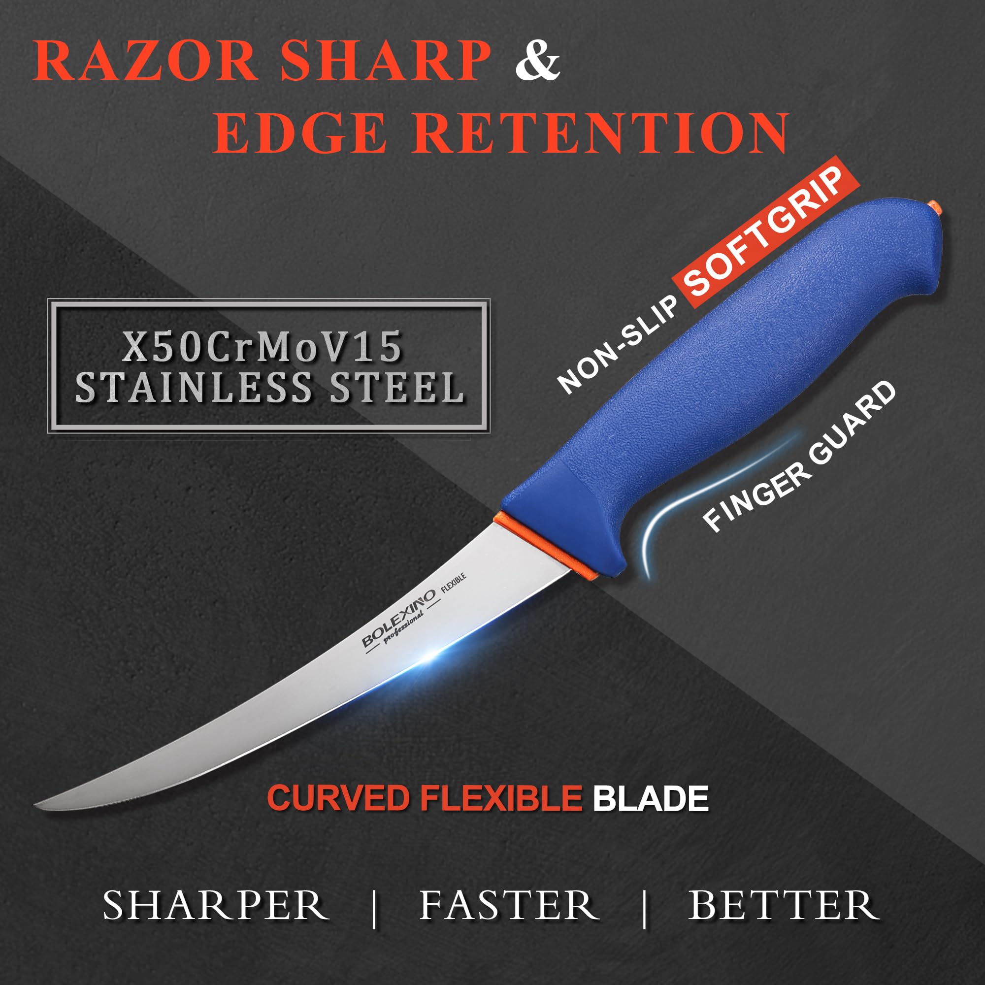 BOLEXINO Boning Knife - 6 Inch Flexible Blade -3 BOLEXINO Boning Knife - 6 Inch Flexible Blade -3