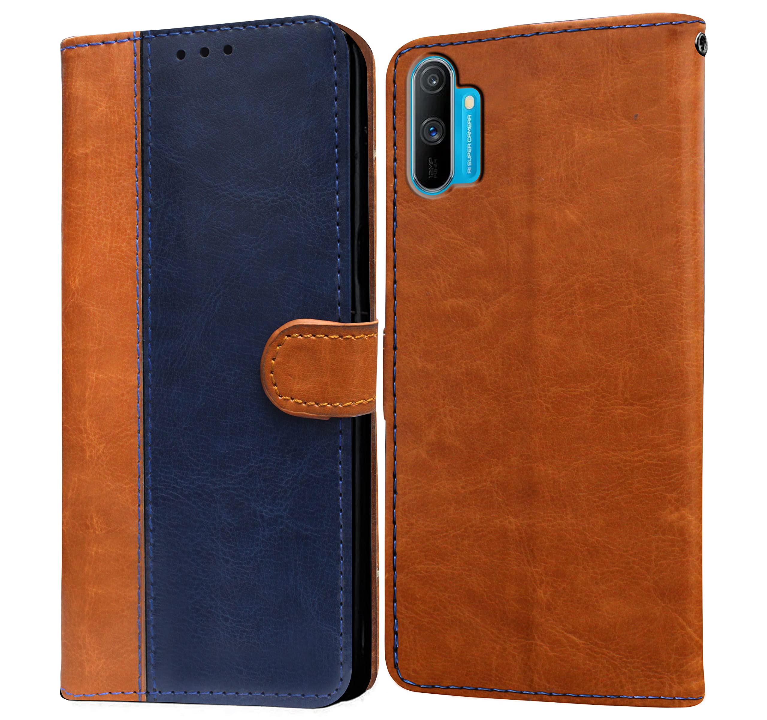 Amazon Brand- Solimo Flip for Realme C3 / Narzo 20A (Leather_CamelBlue) (B0BHV3CPGK) Amazon Price History, Amazon Price Tracker