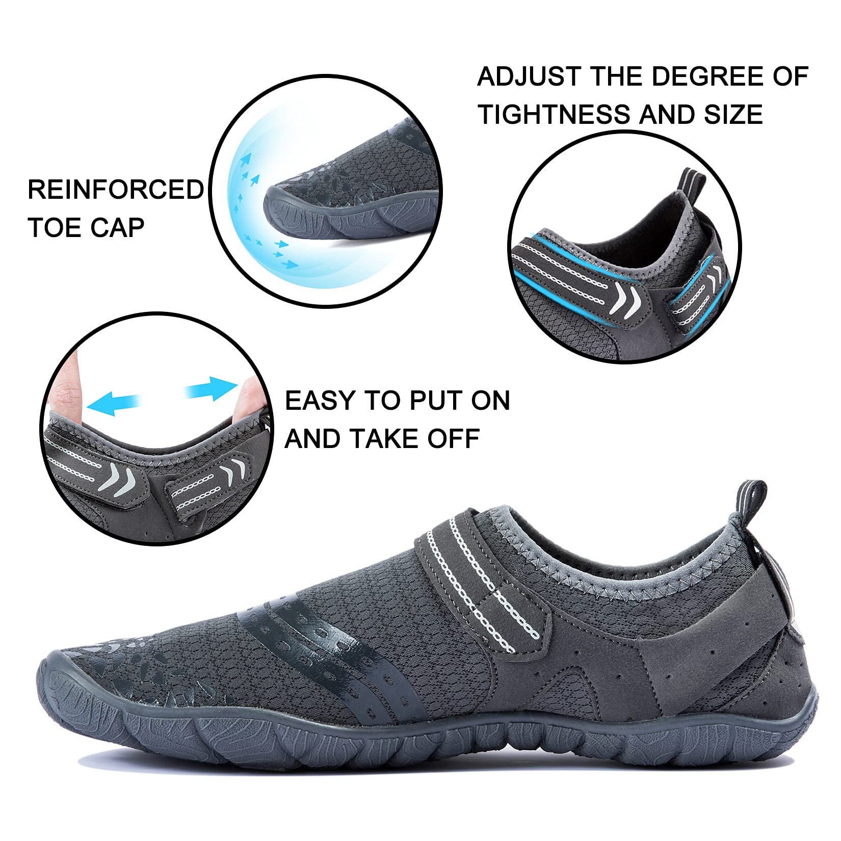 Josaywin Buty do wody, męskie, minimalistyczne, miękkie buty na lato, szybkoschnące, na plażę, do pływania, oddychające, z antypoślizgową podeszwą 40-50