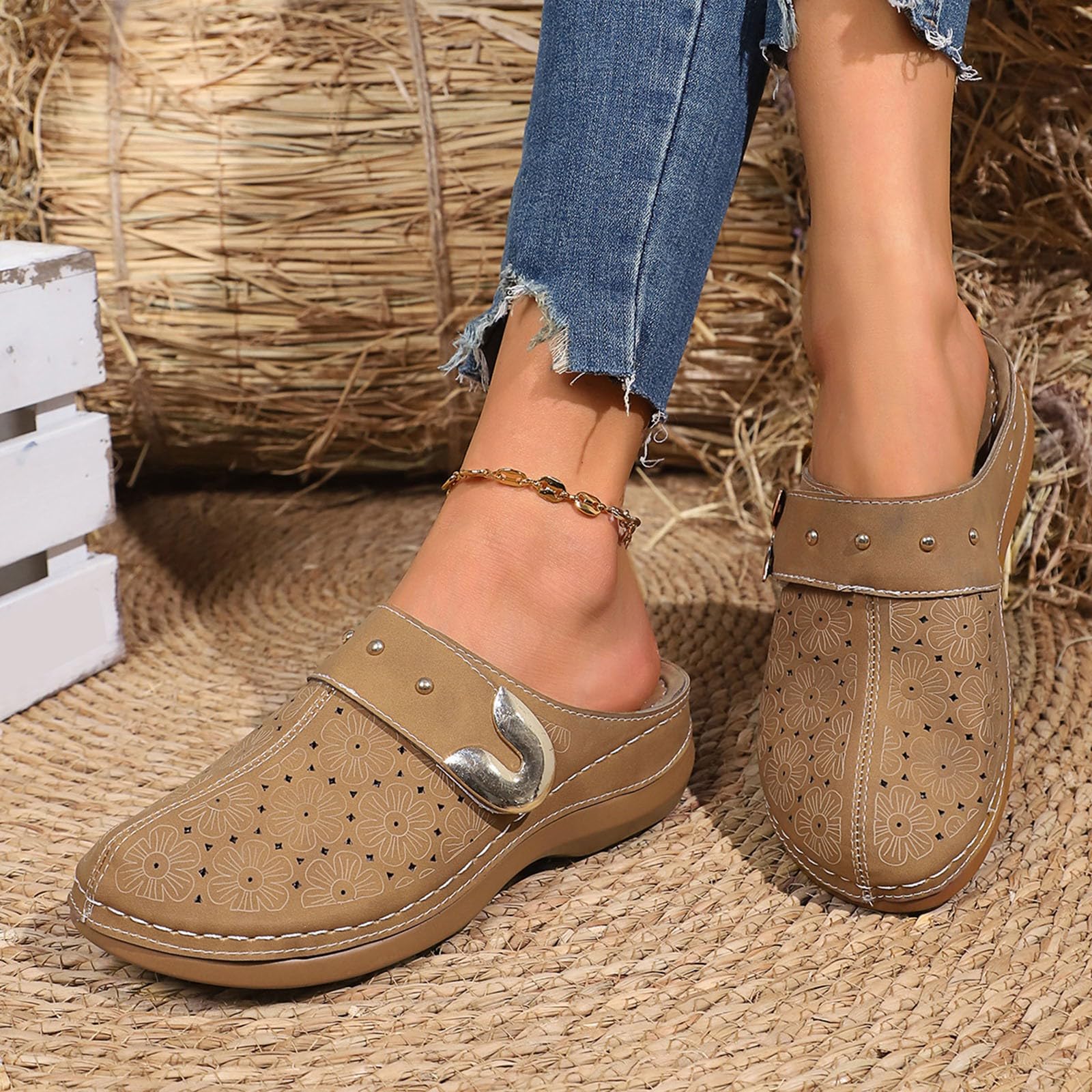 Chanclas ortopédicas de punta cerrada, sandalias de verano para mujer con