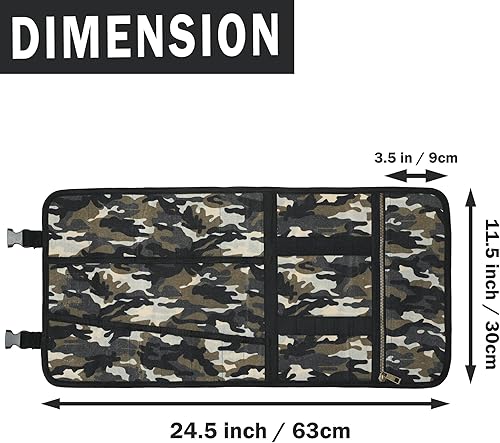 Miniatura 9 de Rollo de herramientas de lona  Estuche portátil de almacenamiento de herramientas de 12 bolsillos, bolsa enrollable de lona encerada de 16 onzas,