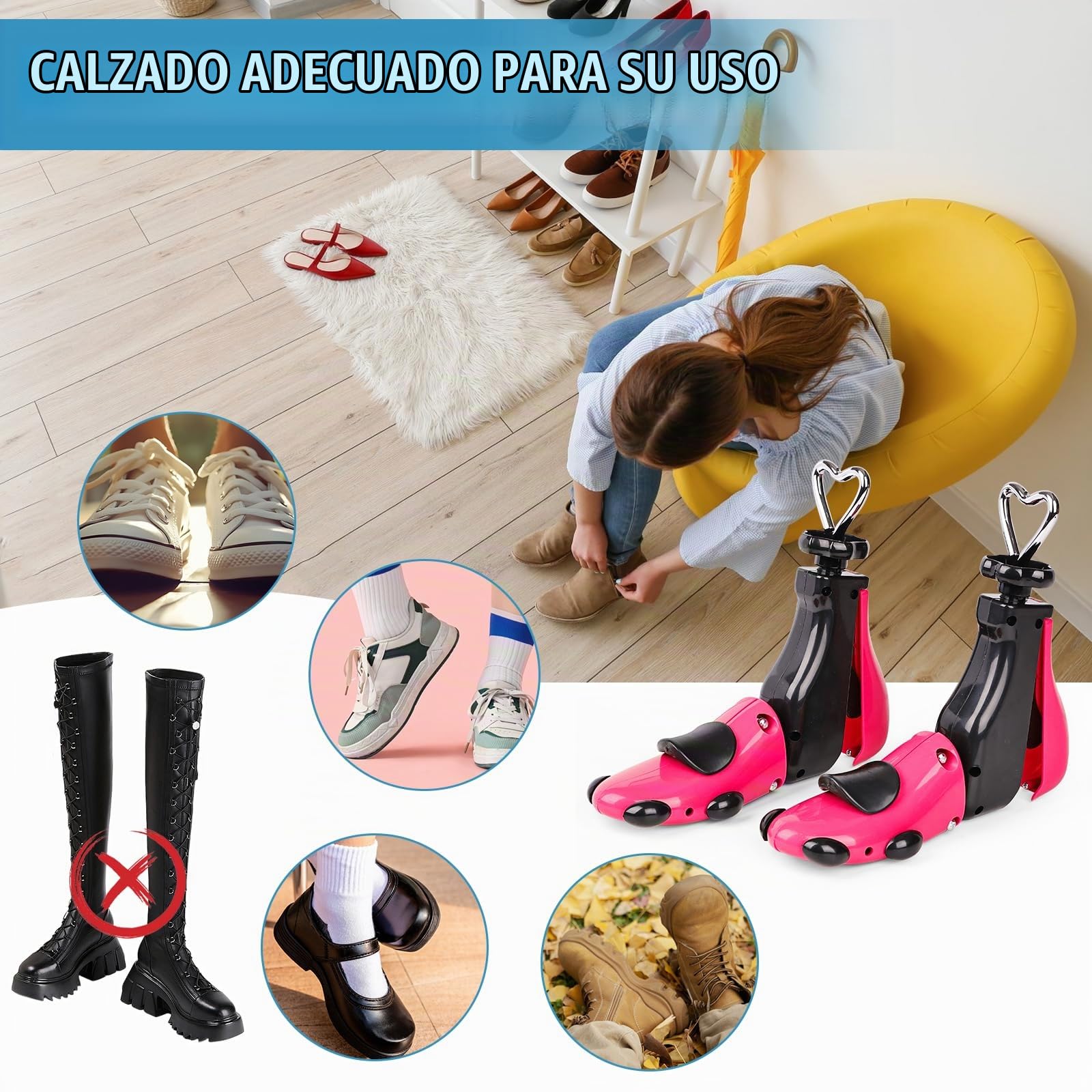 2 hormas para zapatos para hombre y mujer, 4 vías, con ancho y longitud ajustables, ancho para zapatos demasiado ajustados, zapatillas de deporte, botines, zapatos de senderismo