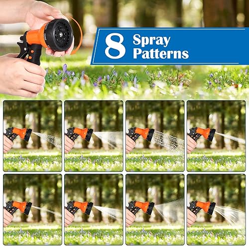 Miniatura 4 de Zhehao 4 piezas de boquilla de manguera de jardín a granel con 8 patrones de riego ajustables, boquilla de pulverización de agua ABS, manguera de